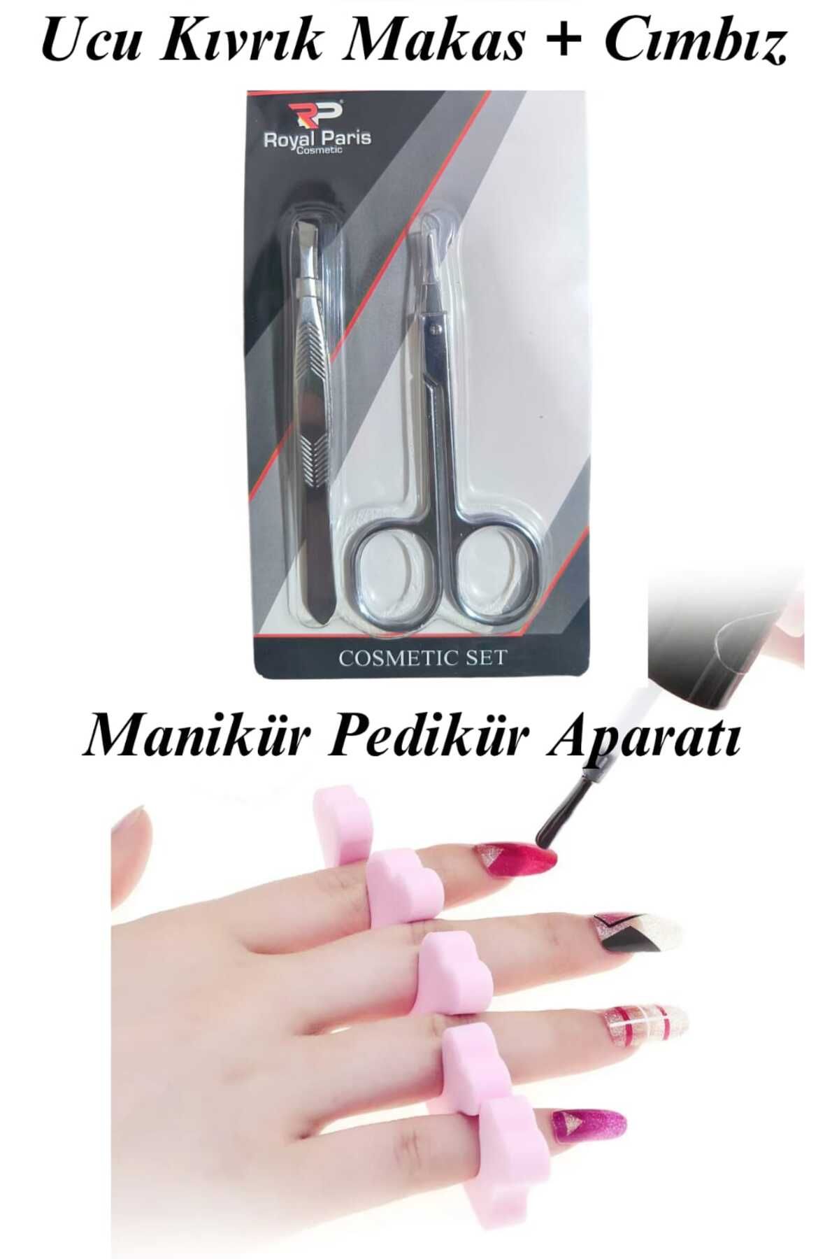 lawrenceshop 3 lü Set 5 Adet Manikür Pedikür Aparatı + 1 Adet Ucu Kıvrık Makas Kaş Burun Makası + 1 Adet Cımbız