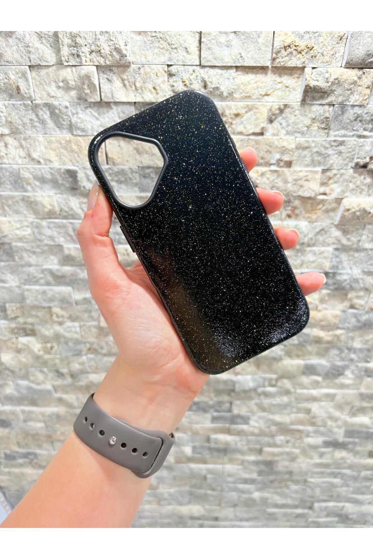 Store Iphone 16 Uyumlu Simli ve Siyah Renkli MagSafe Özellikli Orijinal Kılıf