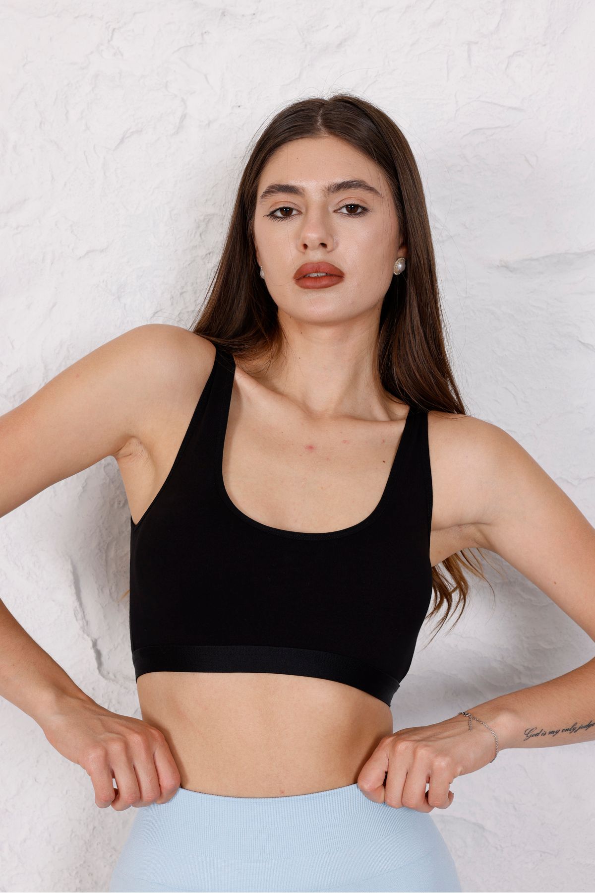 MAG FASHİON Pedli Sporcu Kadın Sütyen Siyah Büstiyer Siyah