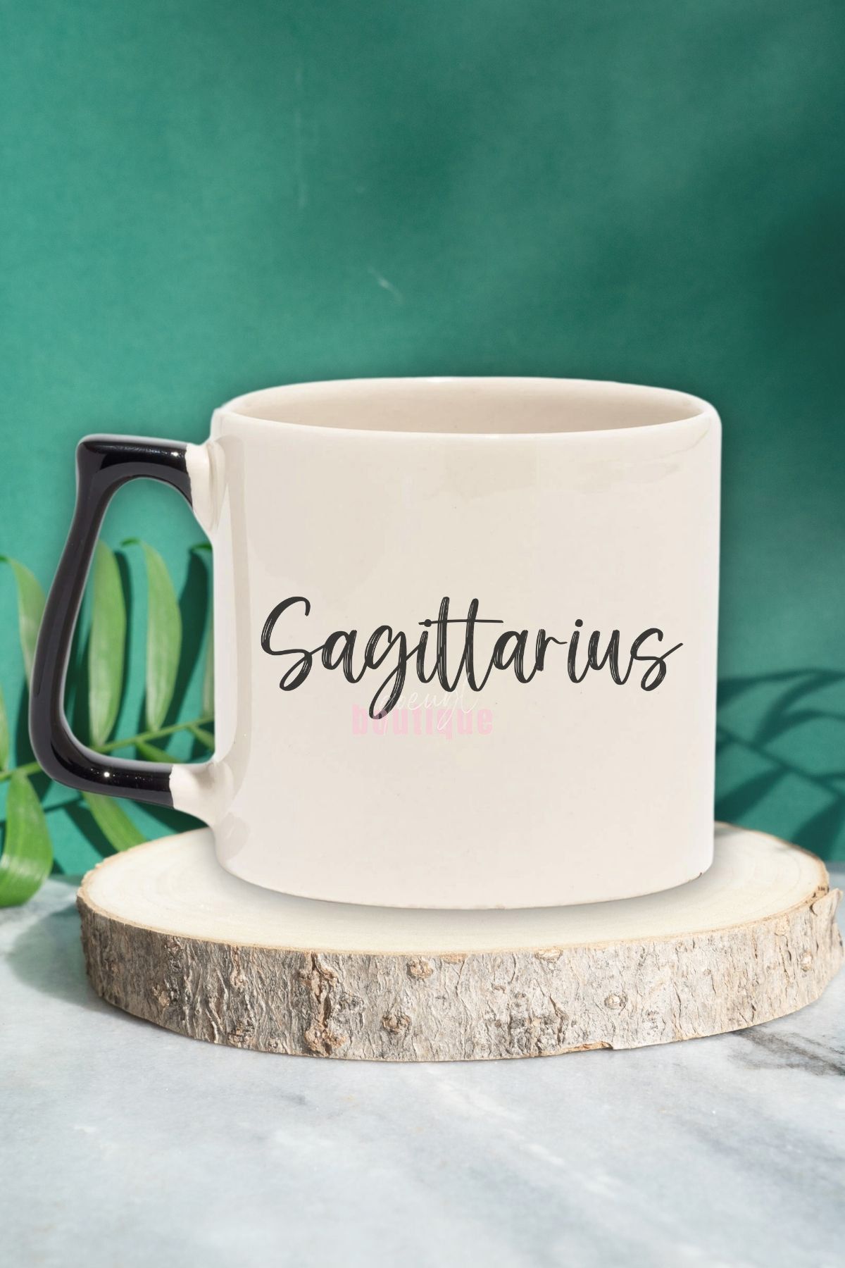 qoeuyl boutique Sagittarius Baskılı Yay Burcu Astroloji Zodyak Doğum Günü Hediye Siyah Kulplu Kupa Bardak