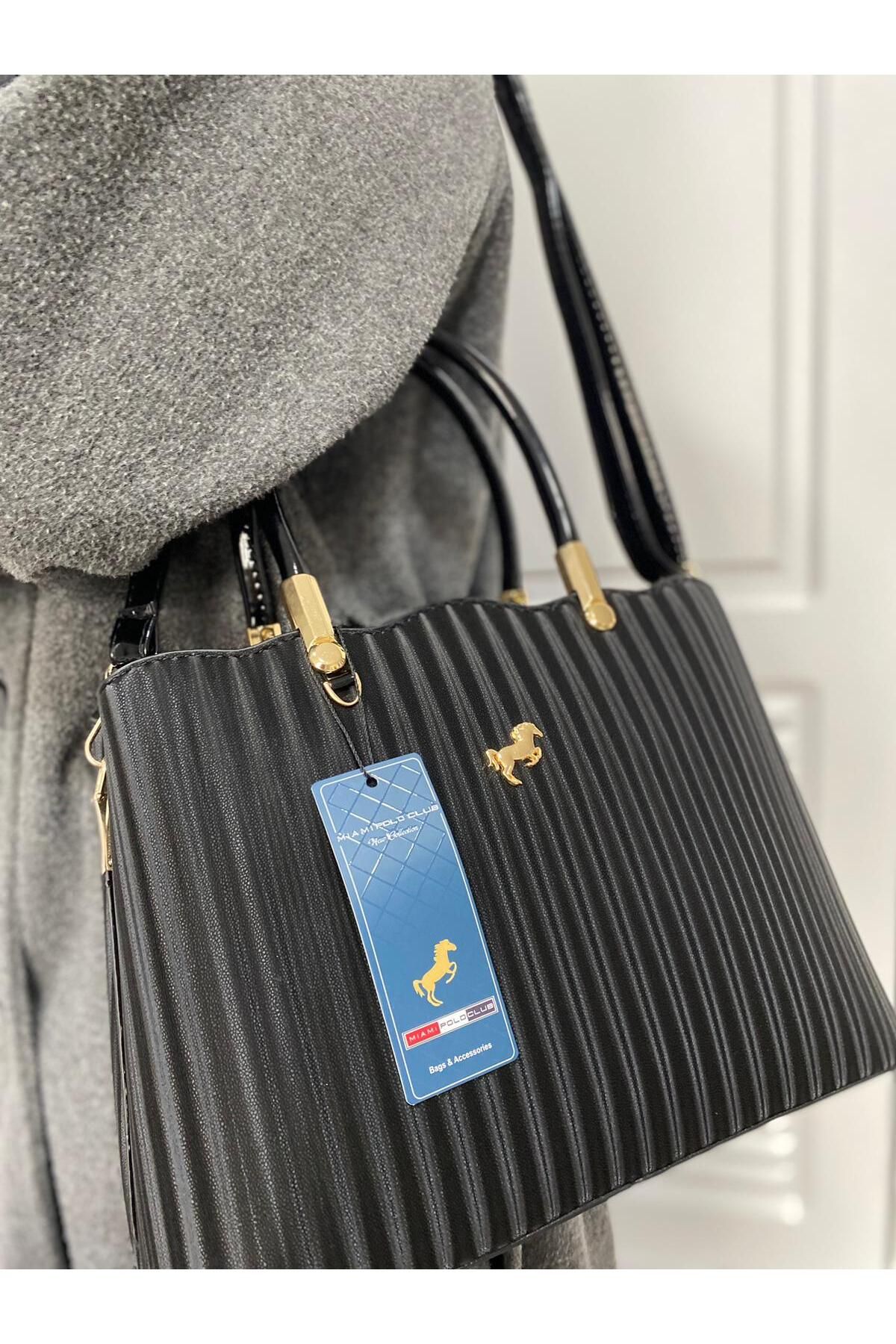 ST Bags Kadın Siyah Şık Tasarım Yeni Model El Ve Omuz Çanta