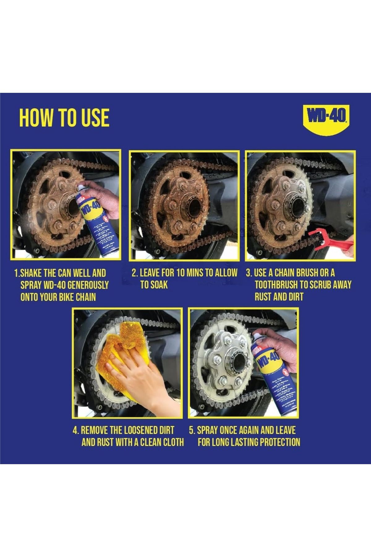 WD-40-Multipurpose Spray, Rust Remover, Cleans Bike Chains, Hinge Lubricant, Loosens Jammed Parts 3