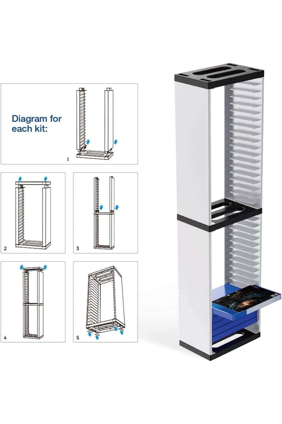 Generic-Game Storage Tower Universal Game & Blu-Ray Storage Holds 36 Disks for PS4, PS5, Xbox On 6