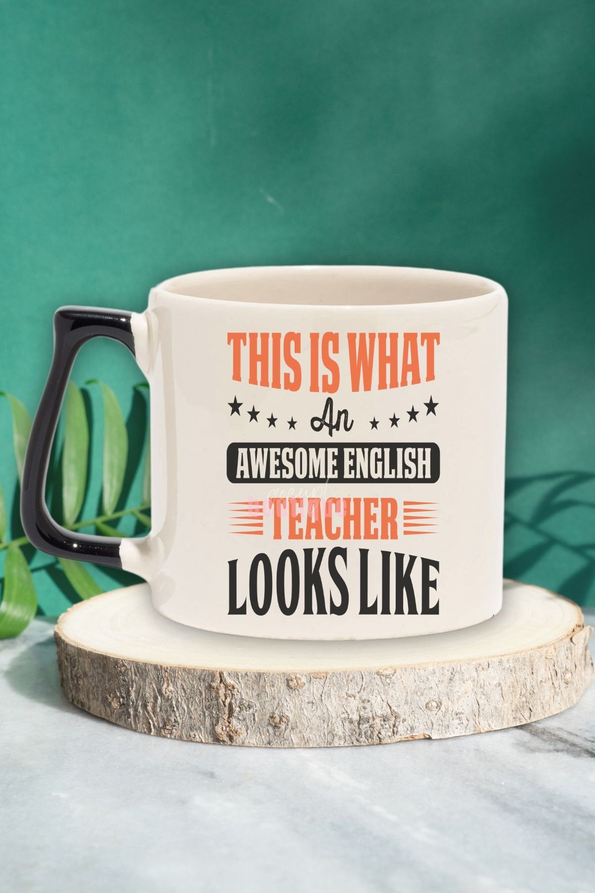 qoeuyl boutique Awesome English Teacher Baskılı İngilizce Öğretmeni Doğum Günü Hediye Siyah Kulplu Kupa Bardak