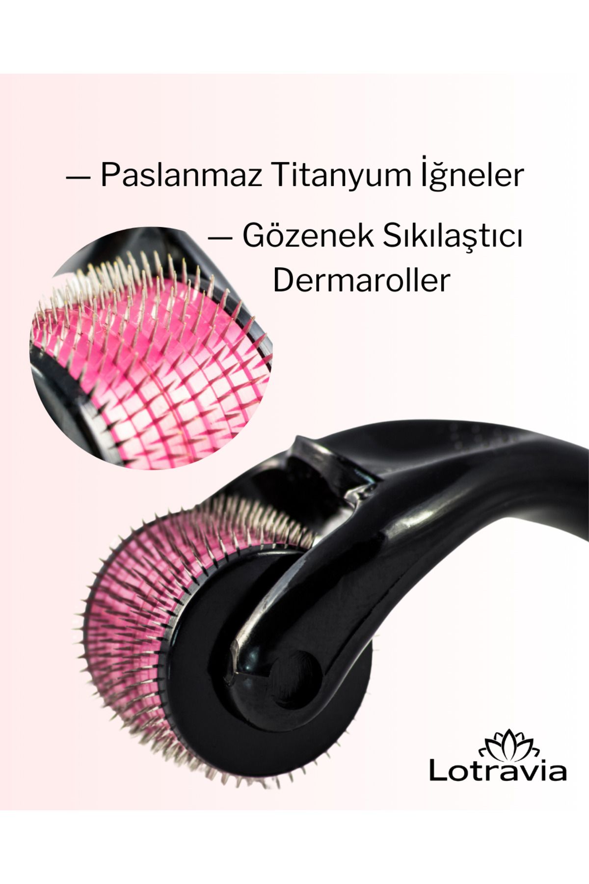 Lotravia Dermaroller 0.5 mm – Titanyum İğneli Cilt Yenileyici Roller