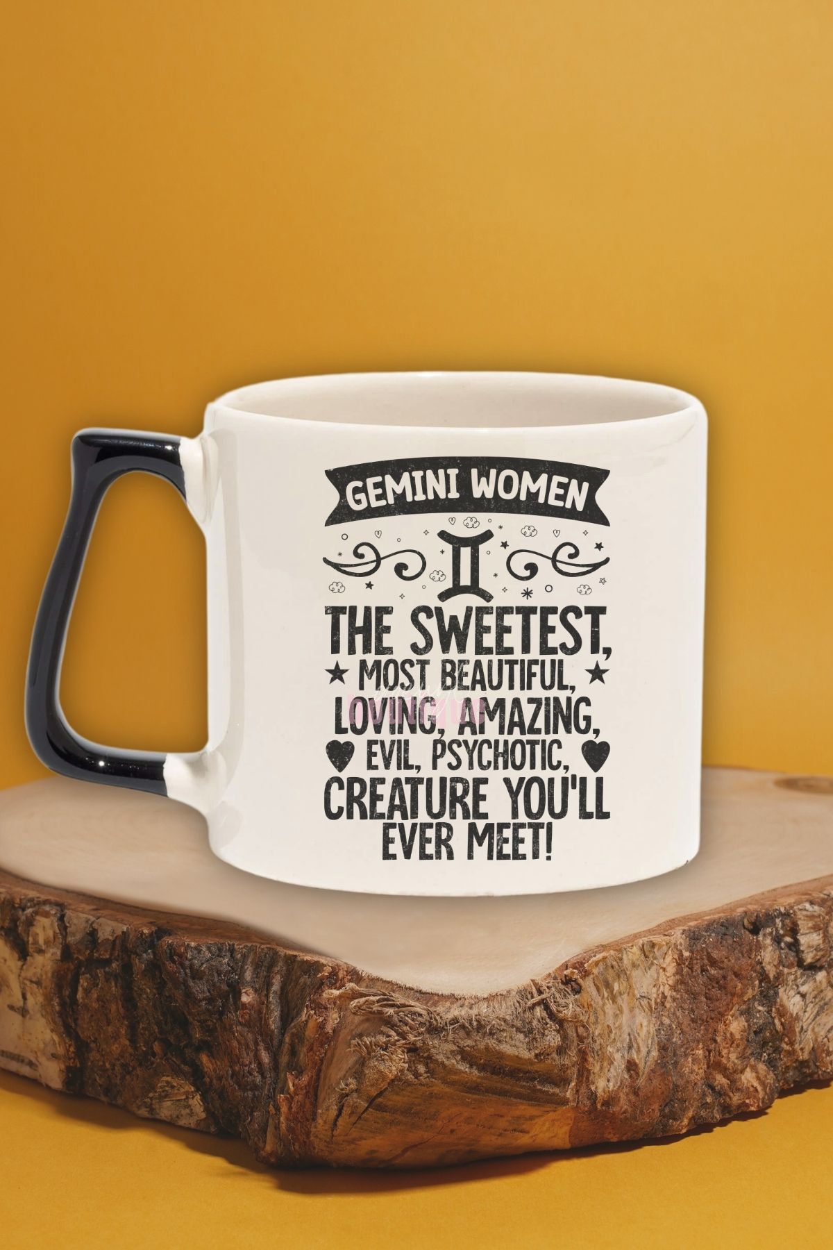 qoeuyl boutique Gemini Women Sweetest Beautiful Baskılı İkizler Kadını Doğum Günü Hediye Siyah Kulplu Kupa Bardak