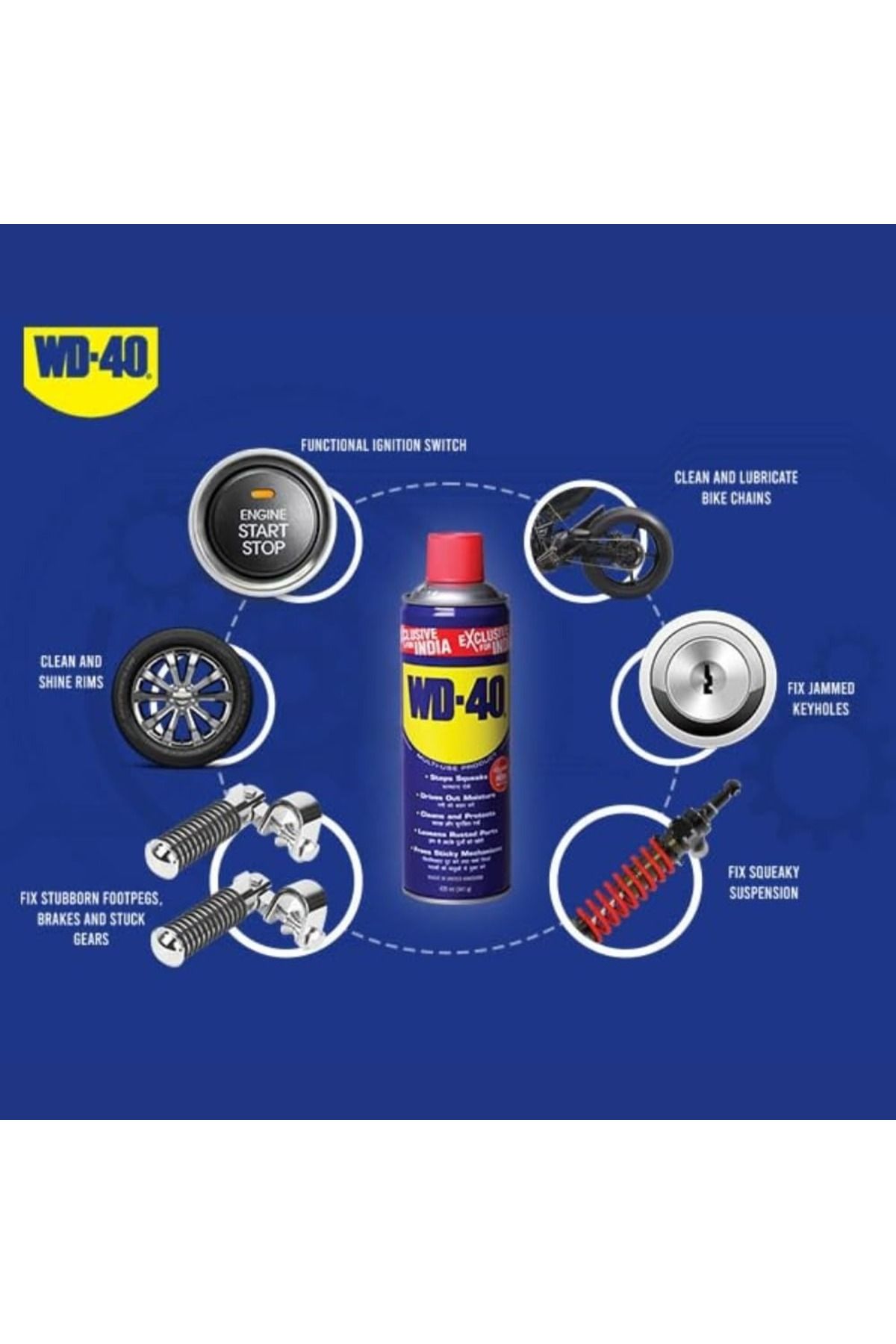 WD-40-Multipurpose Spray, Rust Remover, Cleans Bike Chains, Hinge Lubricant, Loosens Jammed Parts 2