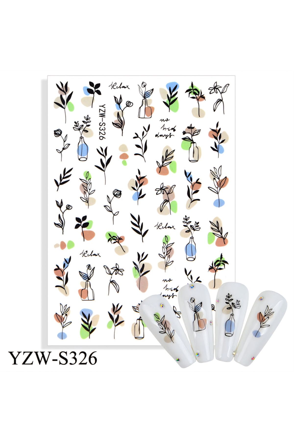 Sibelon 3D Kabartmalı Nail Art Sticker Kendinden Yapışkanlı Tırnak Dövmesi Takma Tırnak Süsleme