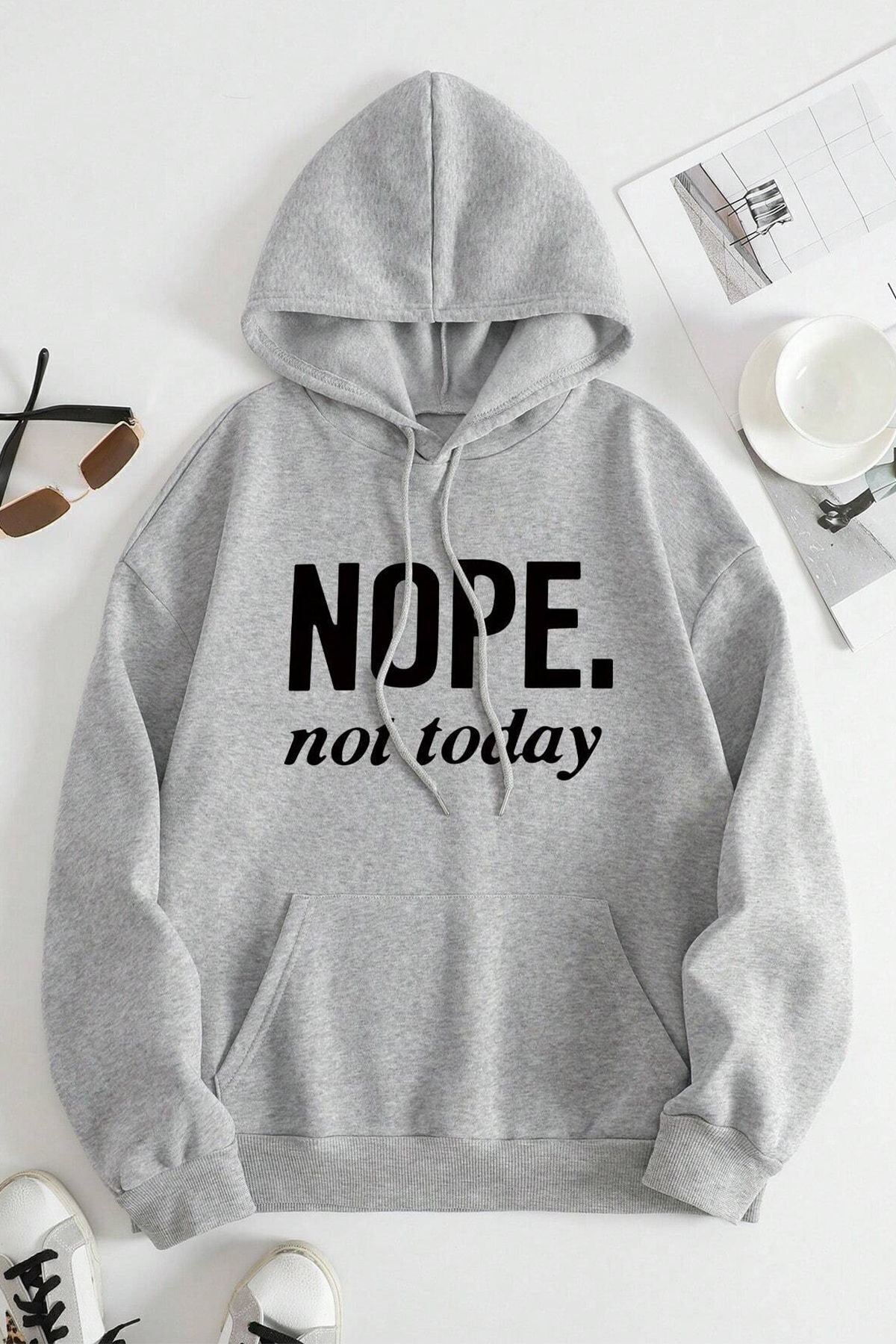 ModaSphere NOPE not today Baskılı Unisex Oversize Sweatshirt