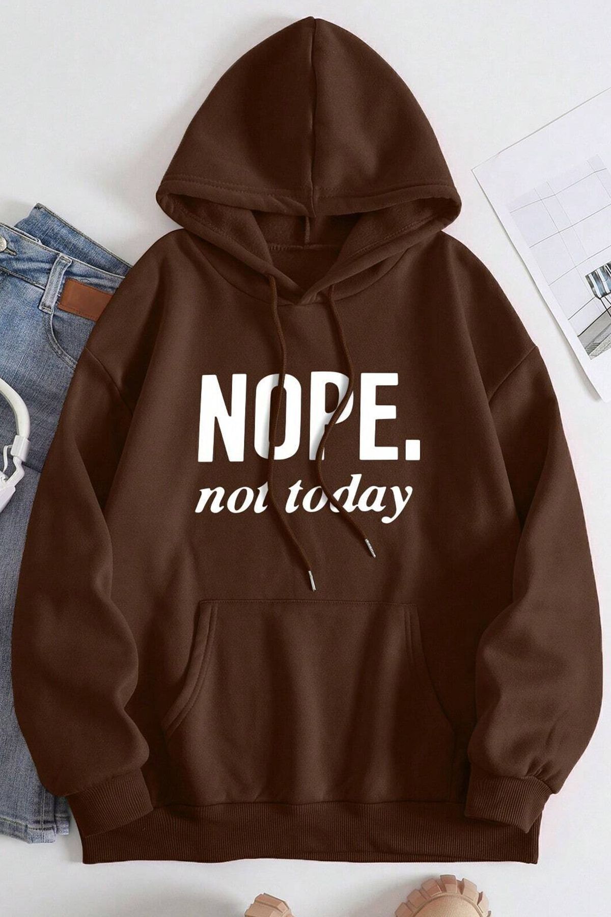 ModaSphere NOPE not today Baskılı Unisex Oversize Sweatshirt