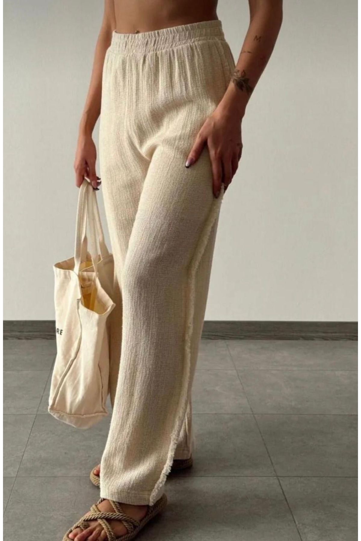 OYERGA MODA Kadın Keten Pantolon