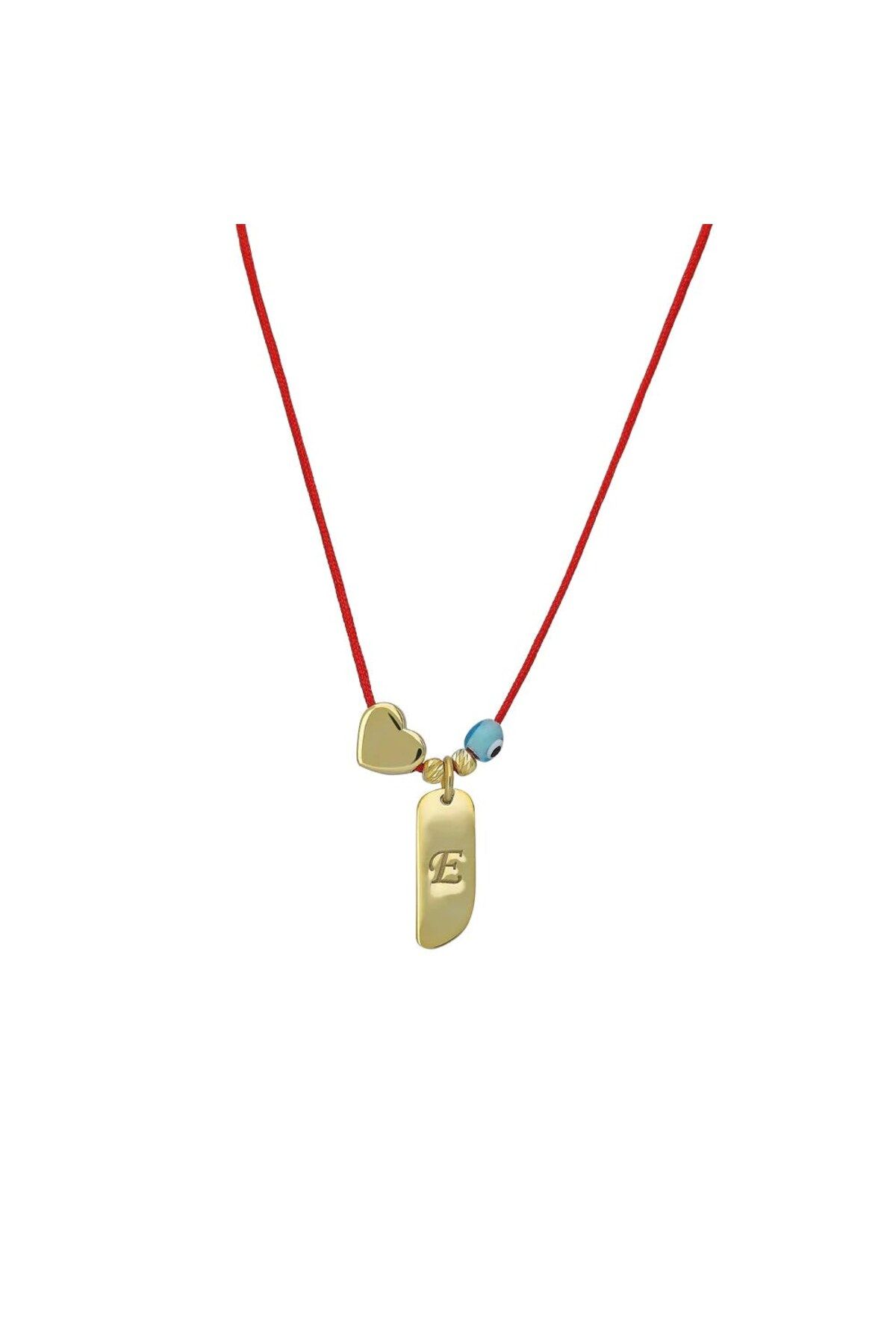 beonejewelry KIRMIZI LUCKY HARFLİ KOLYE | 925 GÜMÜŞ