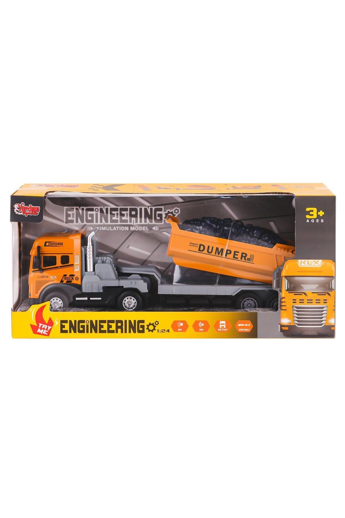 DENİZBİLİŞİM Klx800-241-42-43-44 Işıklı Müzikli İnşaat Tırı 1:24 -Vardem Oyuncak