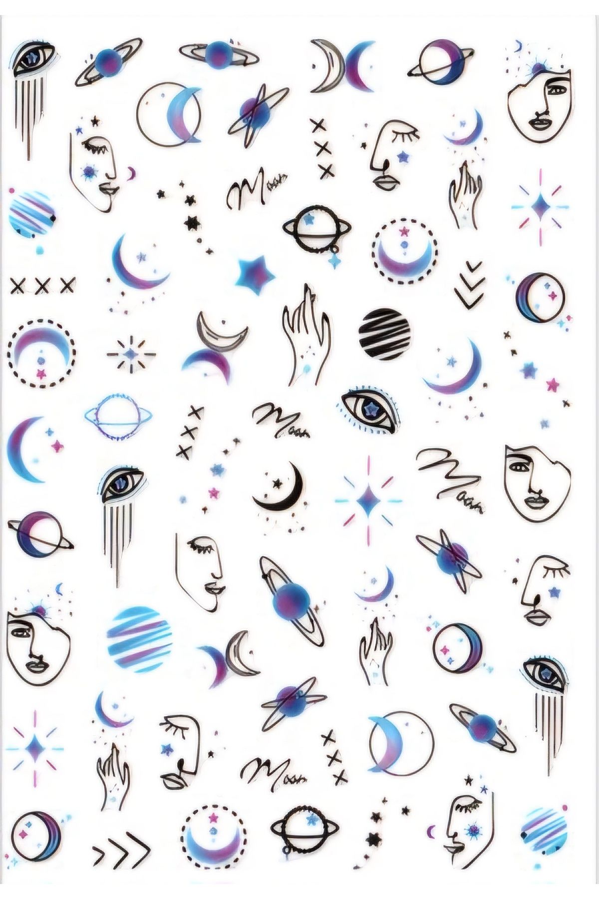 Sibelon 3D Kabartmalı Nail Art Sticker Kendinden Yapışkanlı Tırnak Dövmesi Takma Tırnak Süsleme