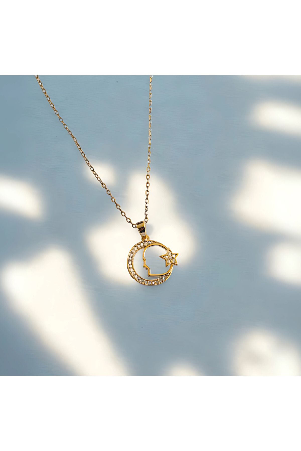 Lune Takı Steel Lune Atatürk & AyYıldız Bayrak Gold Paslanmaz Çelik Kolye