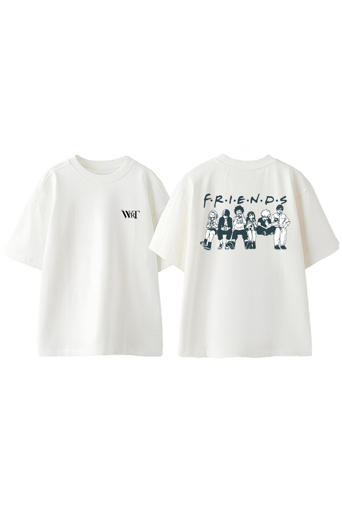 THEWERT Frıends Living Tasarım Sırt Baskılı Pamuk Beyaz Oversize T-shirt