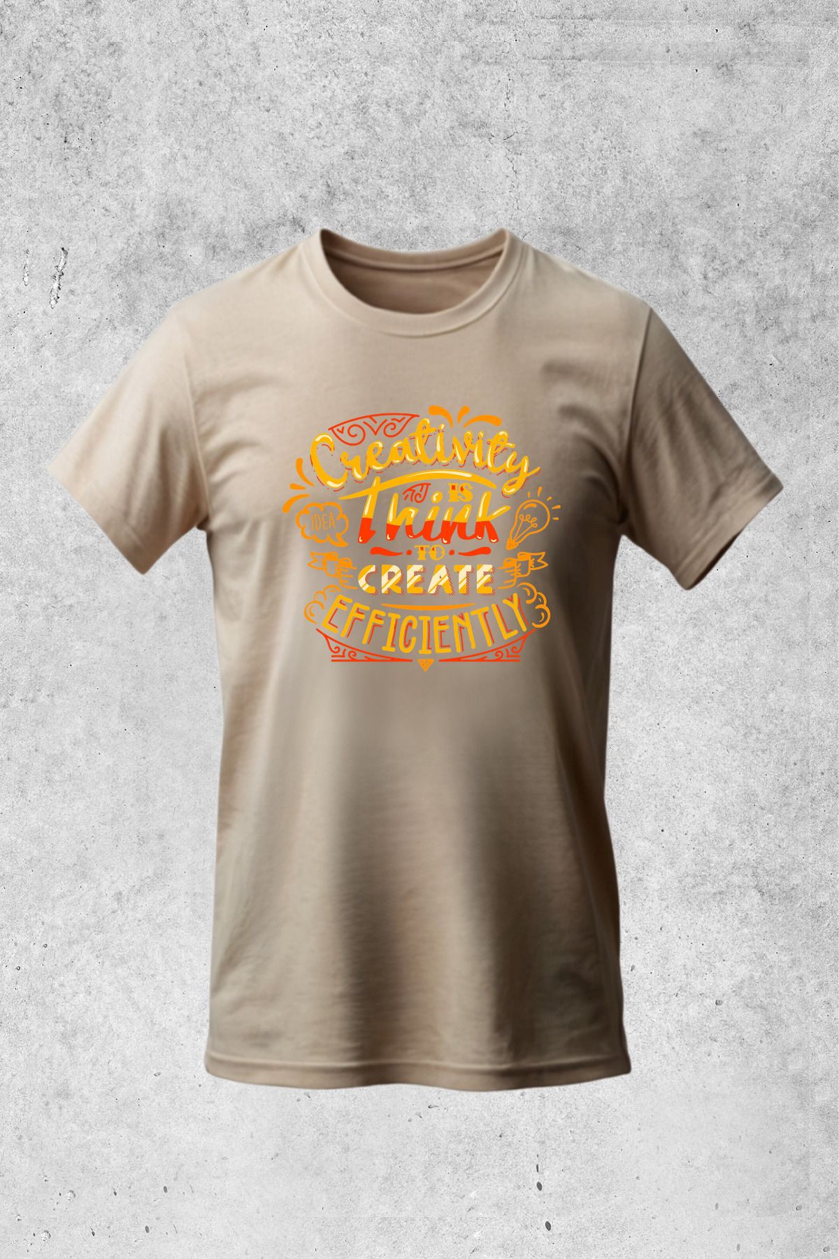 MOLICO Basic unisex sıfır yaka kısa kollu CREATİVİTY BASKILI tshirt