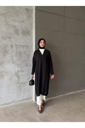 hacer ayaydın Düğmeli Standart Beden Oversize Kap/Giy-Çık Tunik