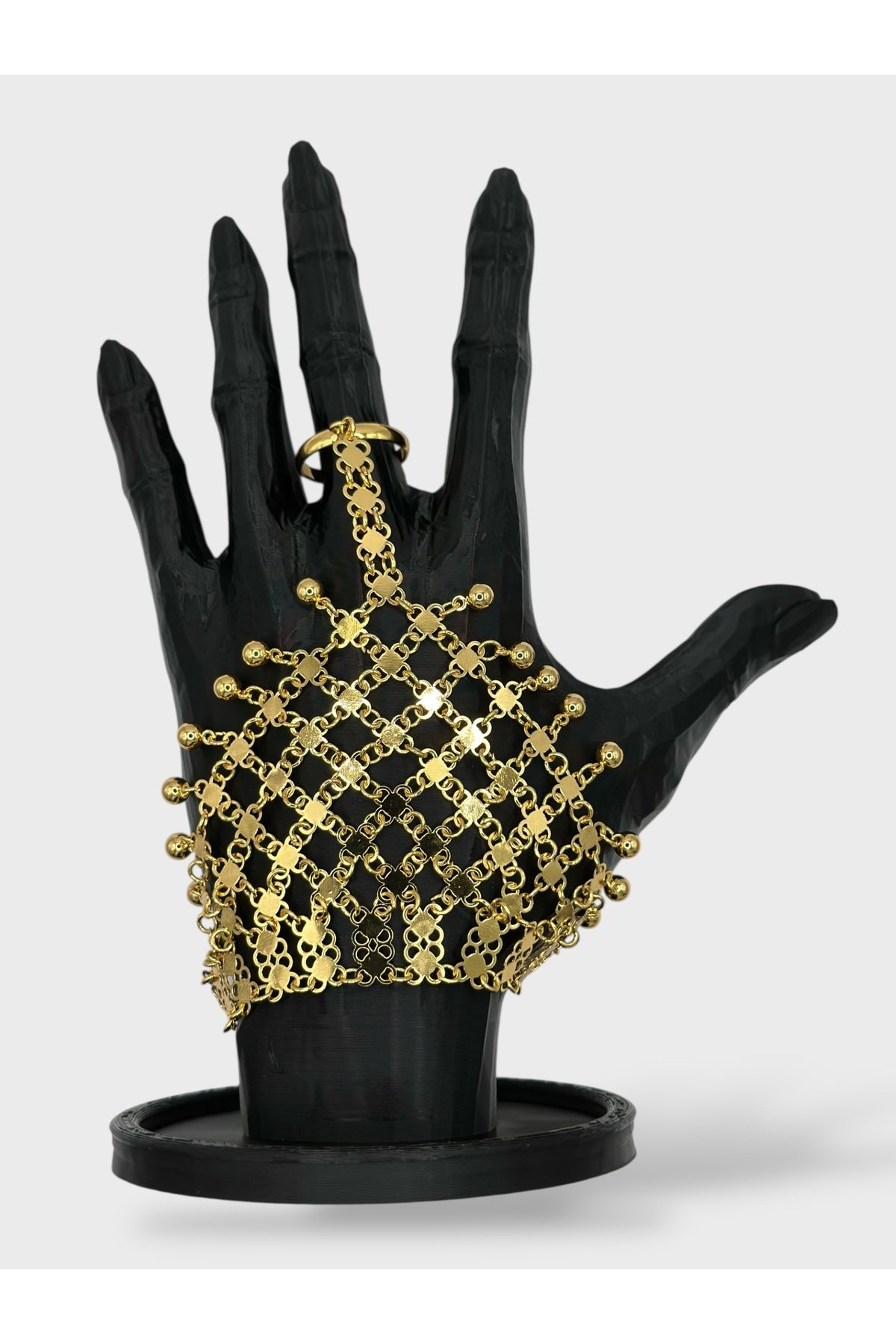 Arnes Jewelry Çelik 22 Ayar Altın Kaplama Kişnişli Hint İşi Eldiven Şahmeran Bileklik