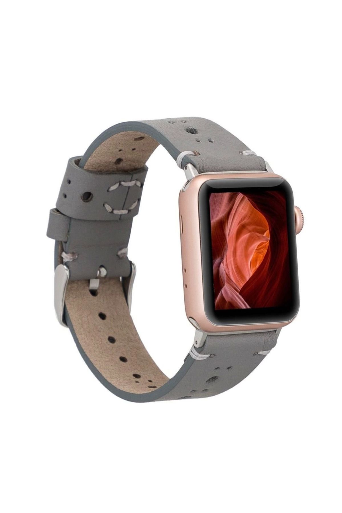 Angoravi Watch Uyumlu Deri Kordon BA8 42-44-45mm RST9 Gri