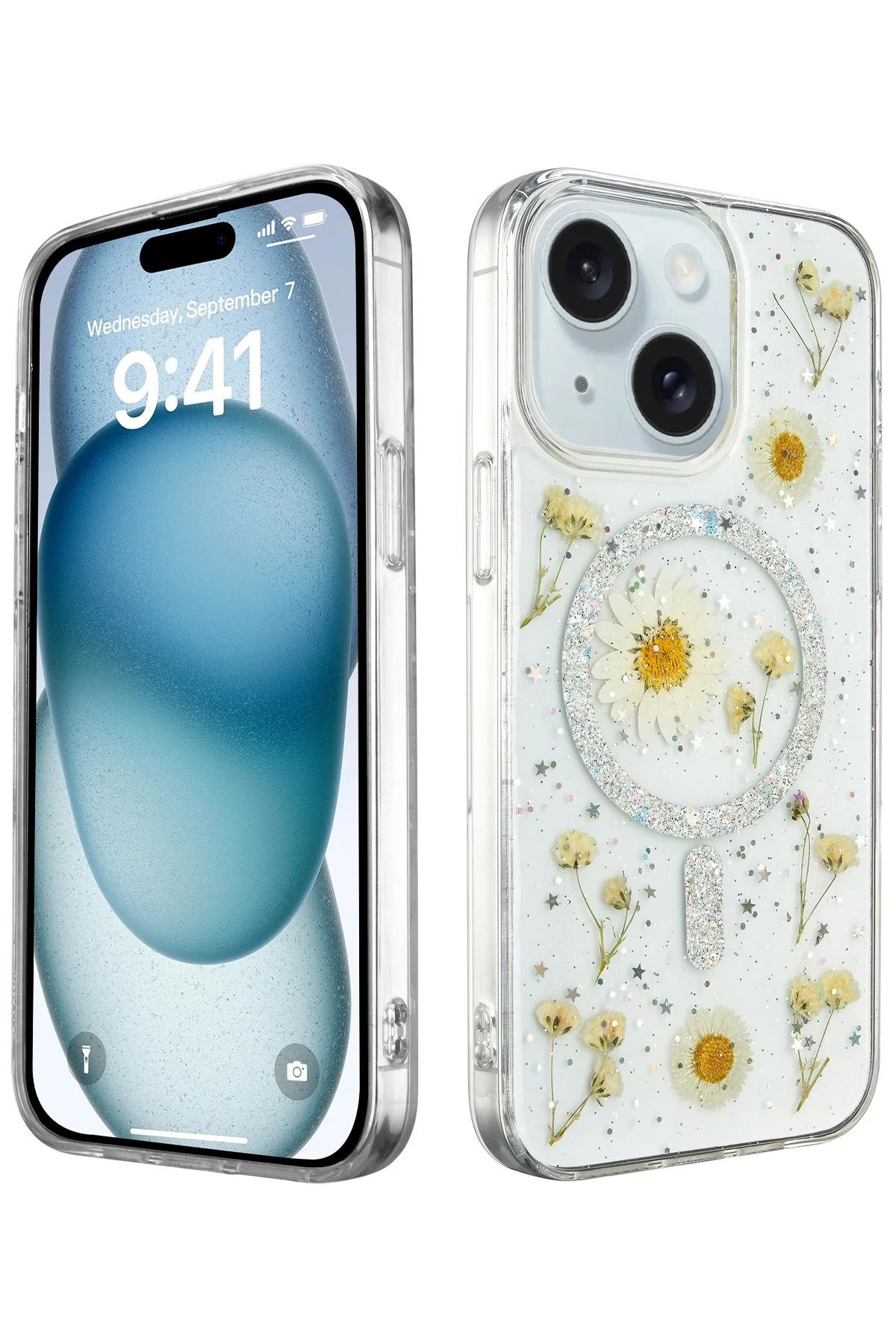Zentico iPhone 15 Plus Kılıf Daisy Simli Magsafe Kılıf