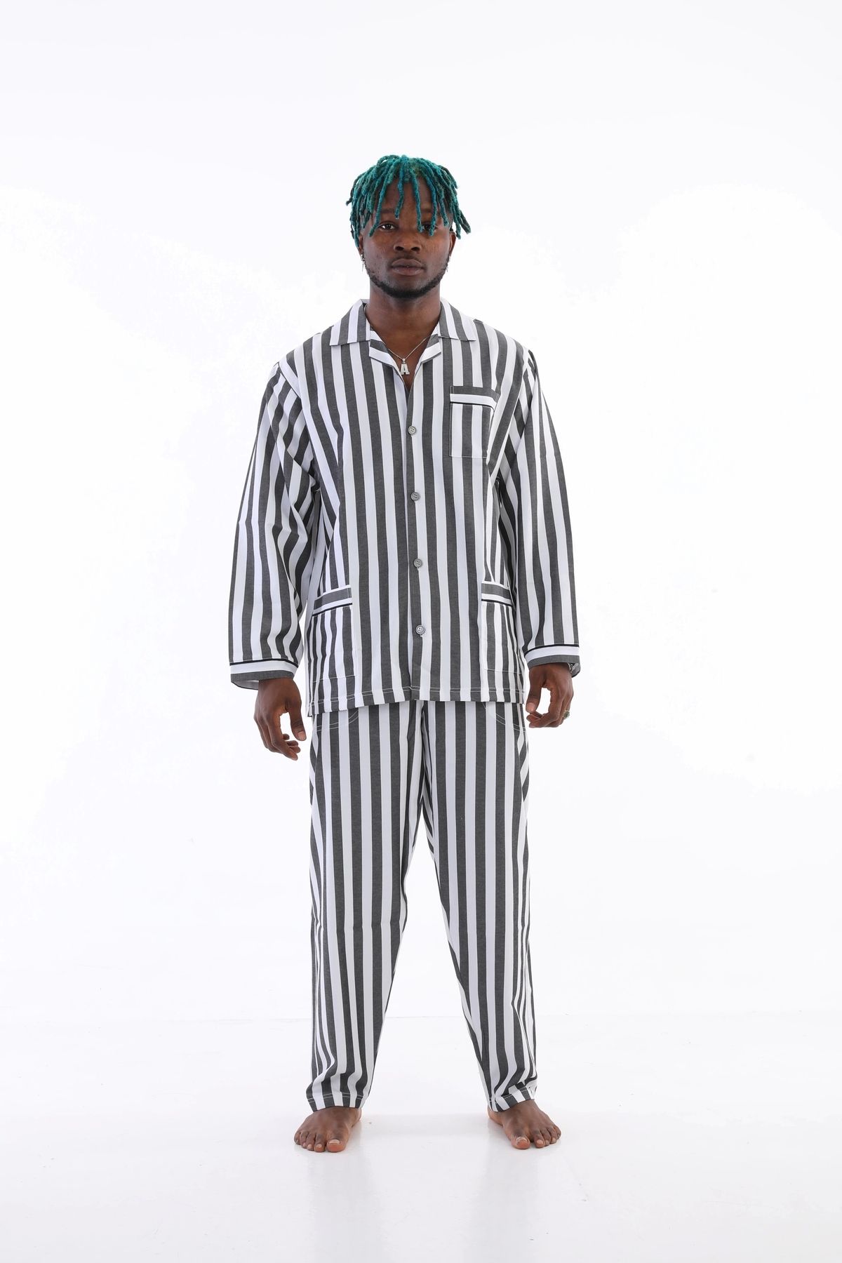 GiyimCity Uzun Kol Çizgili Gaffur Erkek Pijama Takım