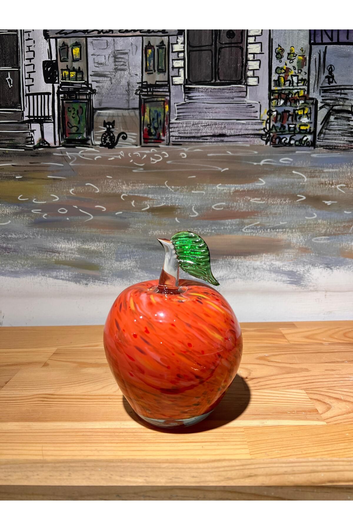 MeMy Design Murano Üfleme El Yapımı Cam Elma Biblo