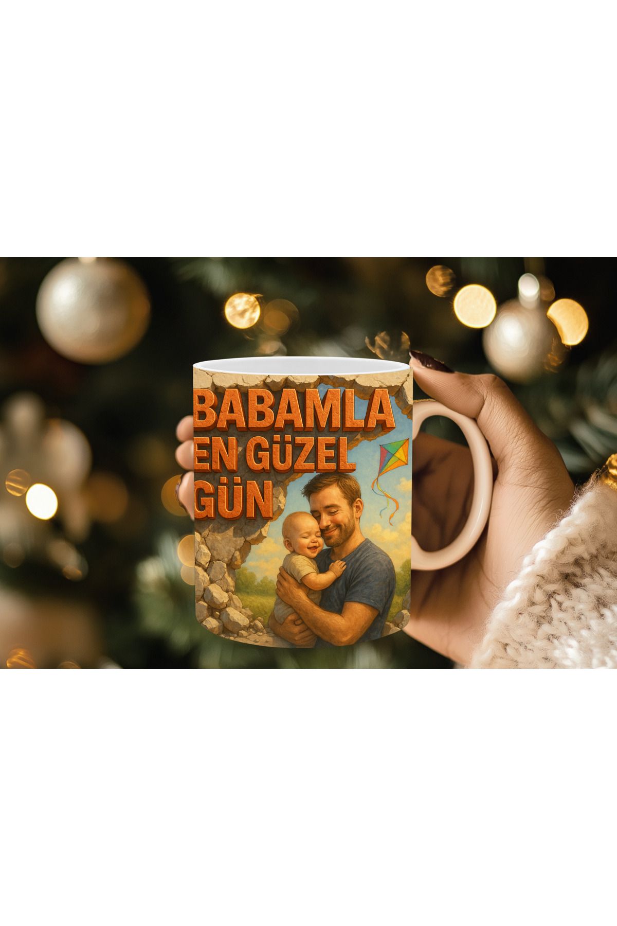 Evion Babalar Gününe Özel 3D Baskılı Kupa Bardak Mug Porselen Kupa