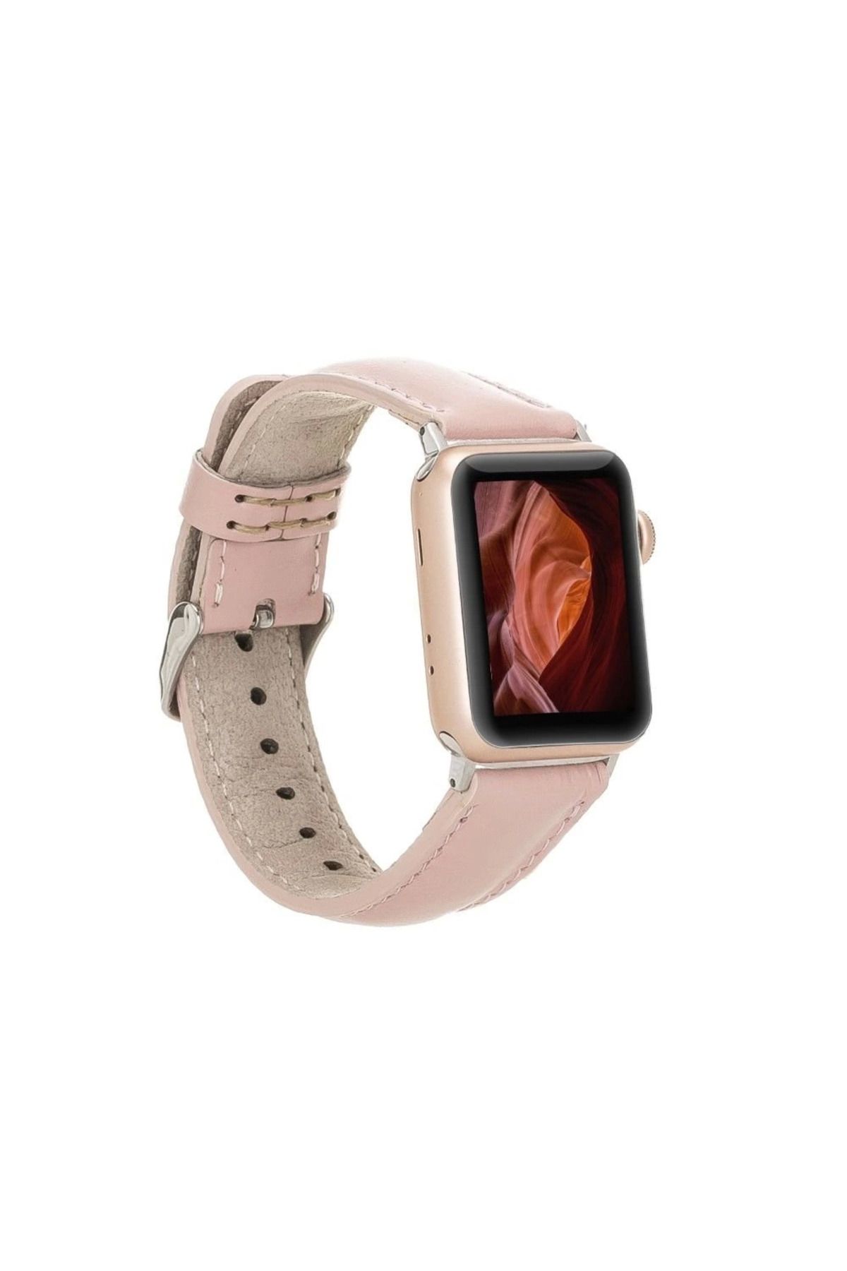 Angoravi Apple Watch Uyumlu Deri Kordon 42-44-45mm NU2 Pembe