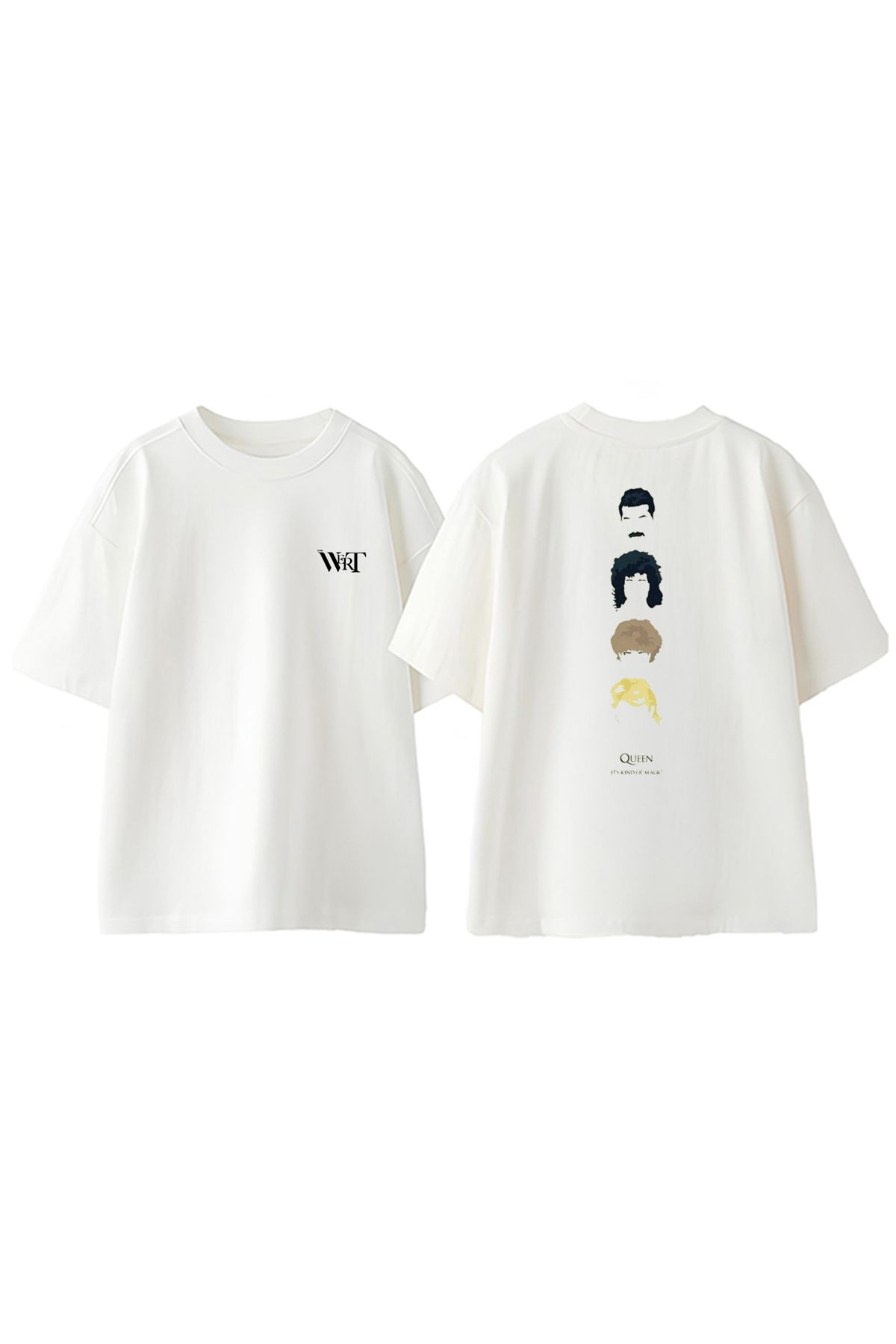 THEWERT Queen It's A Kind Magic Tasarım Sırt Baskılı Pamuk Beyaz Oversize T-shirt