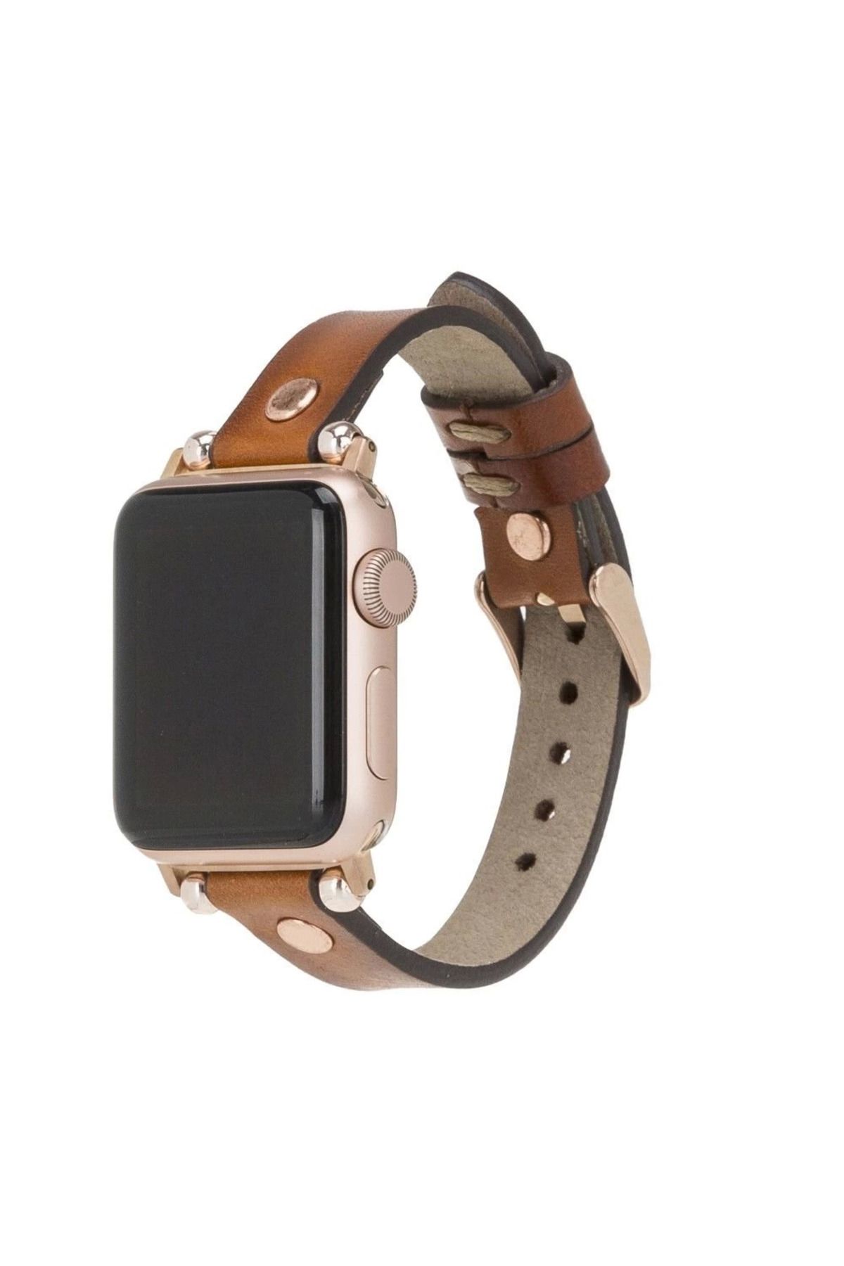 Angoravi Apple Watch Uyumlu Deri Kordon 42-44-45mm RG RST2EF