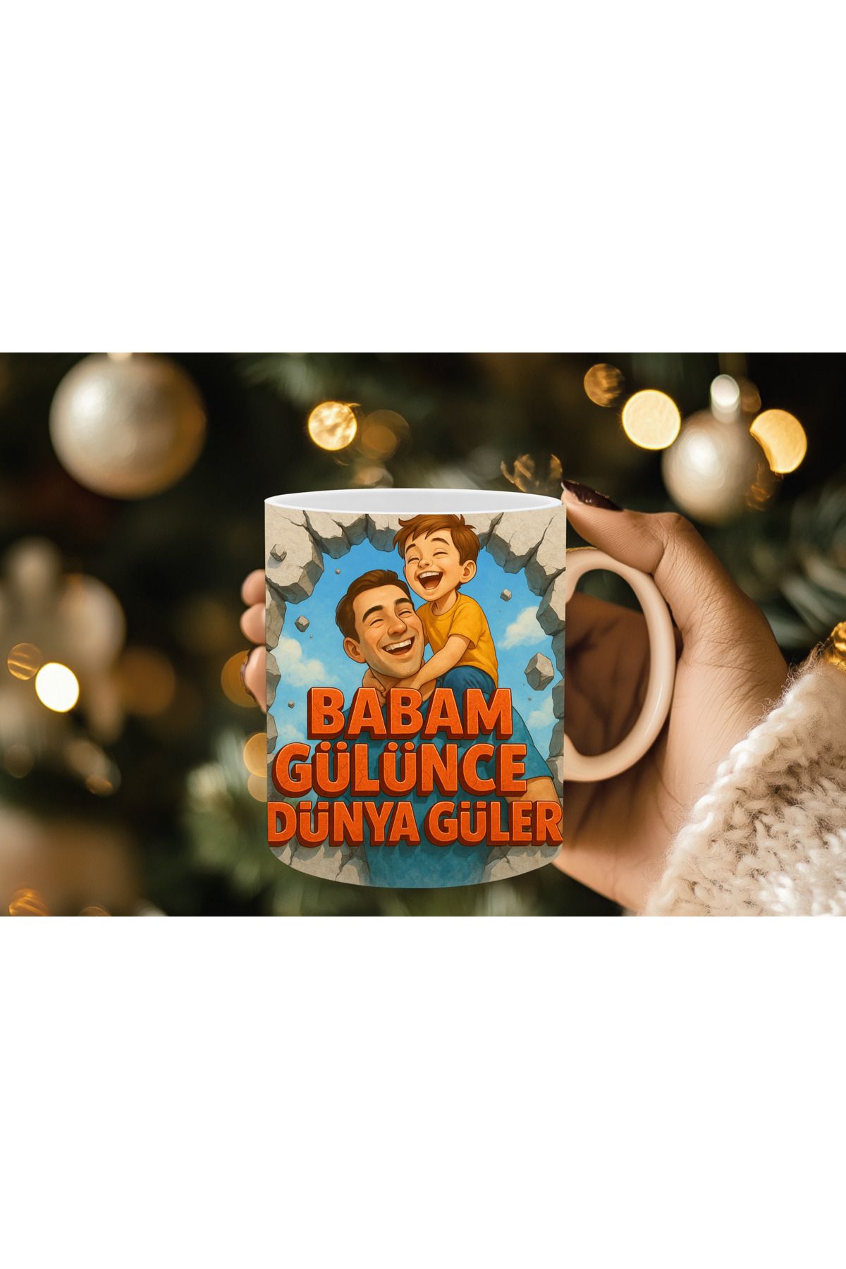 Evion Babalar Gününe Özel 3D Baskılı Kupa Bardak Mug Porselen Kupa