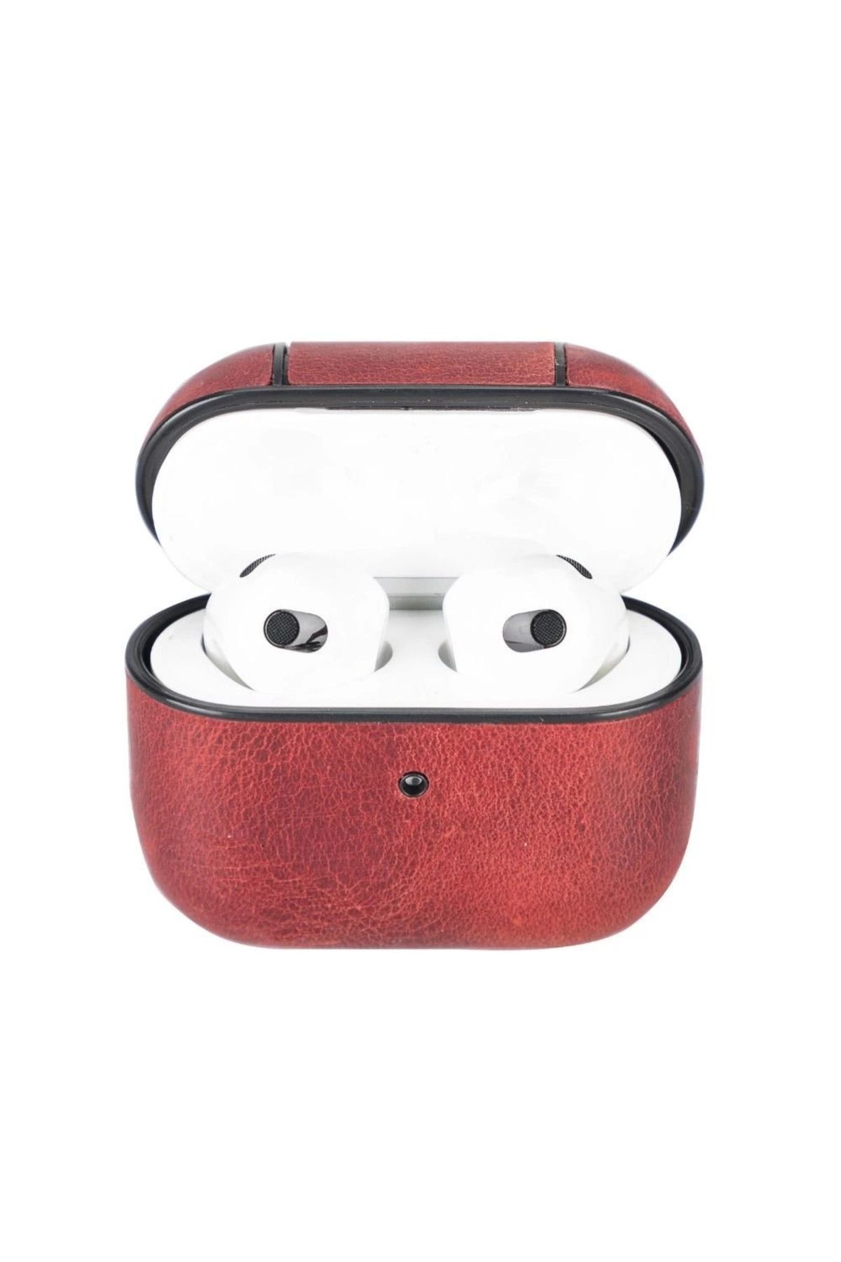 Angoravi Apple AirPods 3.nesil Uyumlu Deri Kılıf Juni AA4 Kırmızı