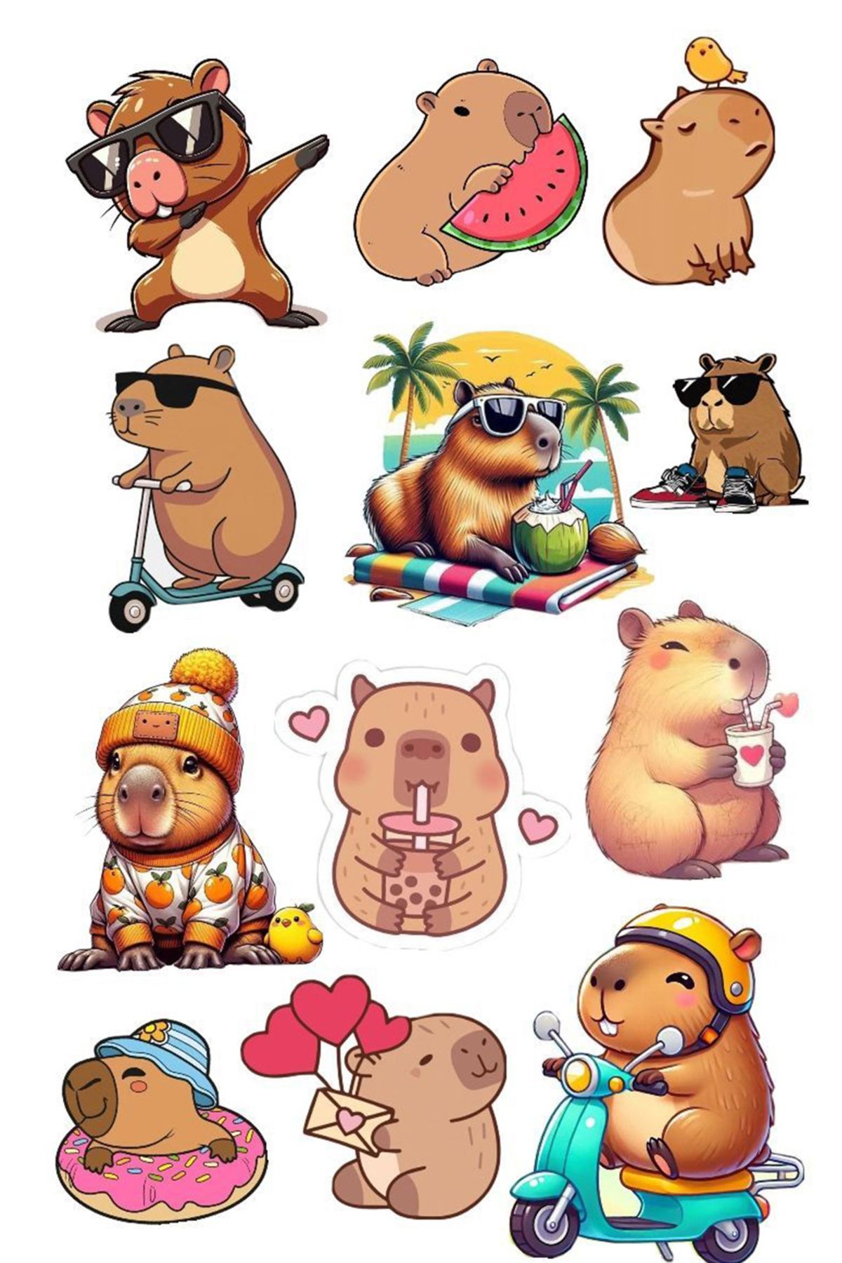 BK Design Capybara Sticker Capibara Etiket Kapibara Sticker Capibara Sticker ST1643