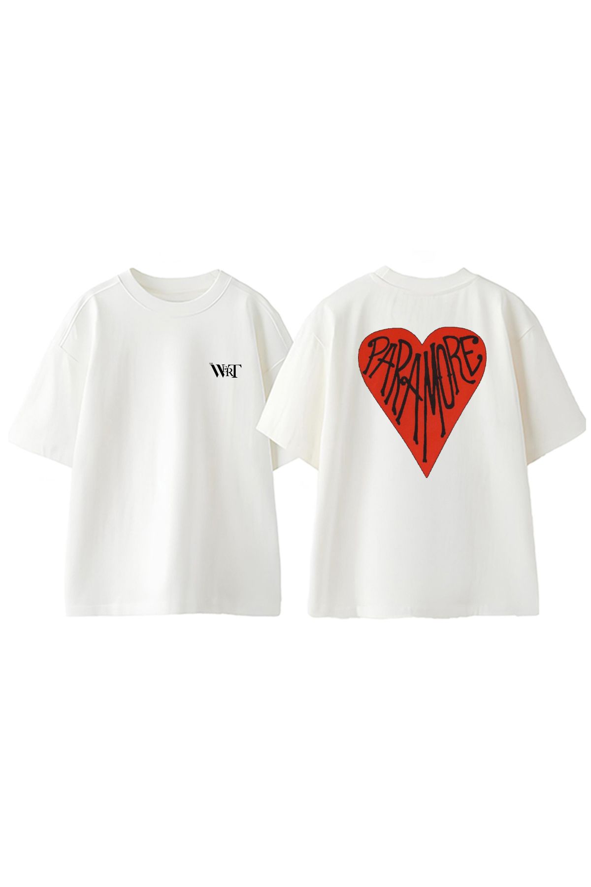THEWERT Paramore Red Tasarım Sırt Baskılı Pamuk Beyaz Oversize T-shirt