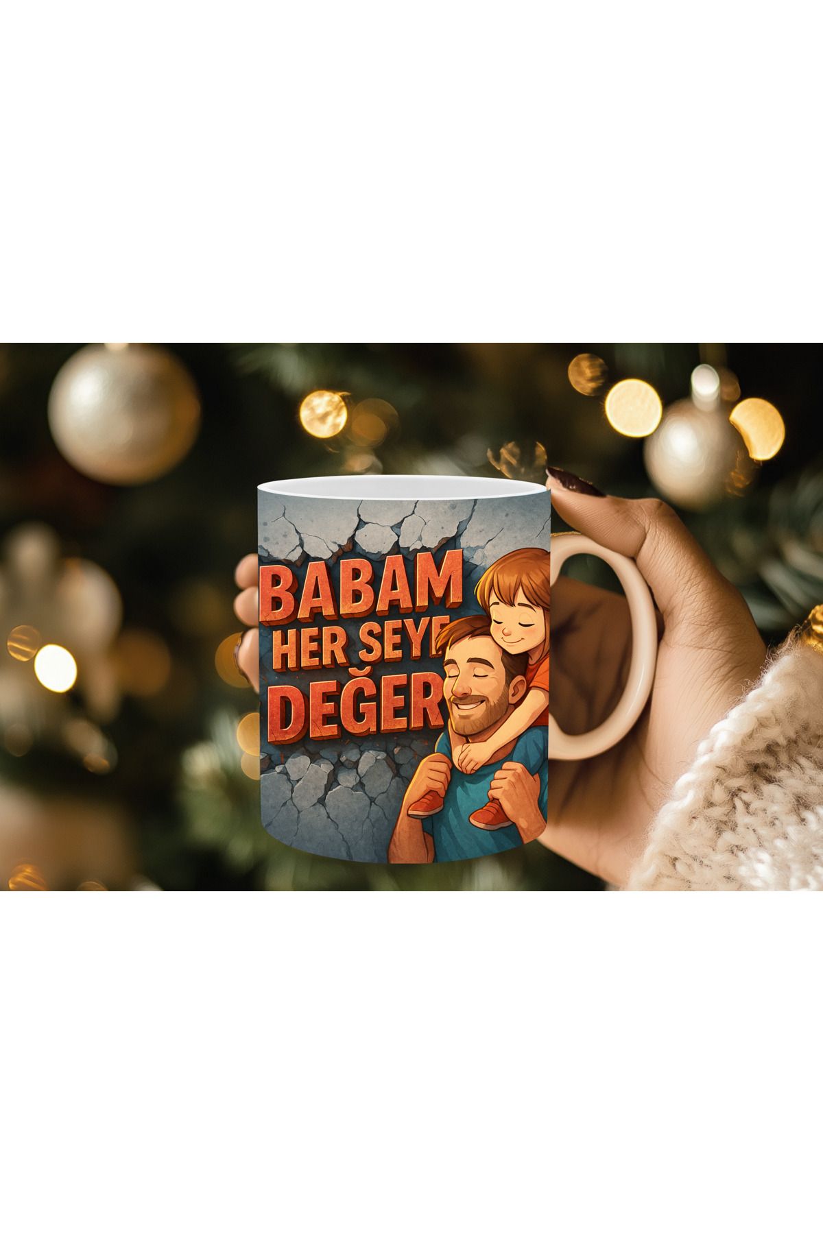 Evion Babalar Gününe Özel 3D Baskılı Kupa Bardak Mug Porselen Kupa