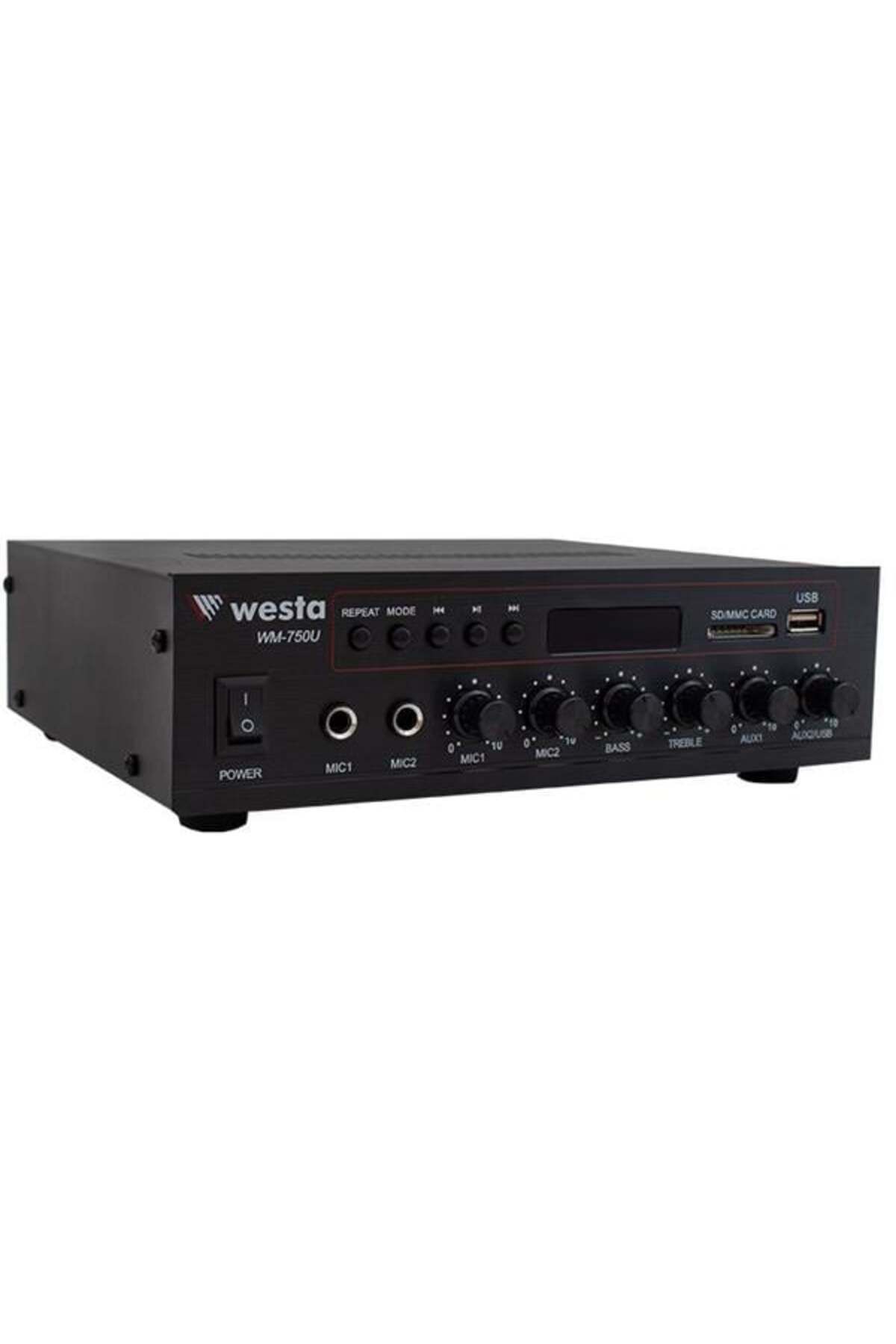 DENİZBİLİŞİM Westa Wm-750u 80 Watt 100v-70v Mini 4-16 Ohm Usb-sd-bluetooth 2 Mikrofon Girişli Trafolu Anfi
