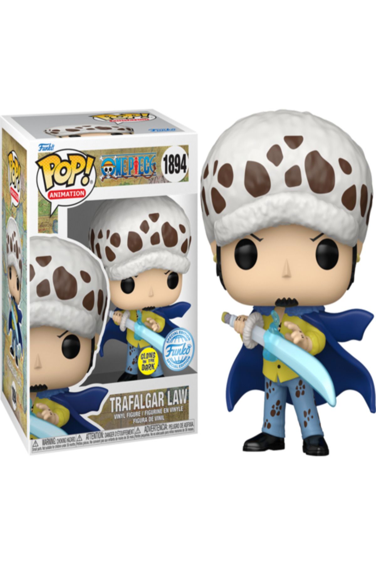 فیگور قانون یک قطعه ترافالگار با بیهوشی آبی درخشش در پاپ تاریک Funko