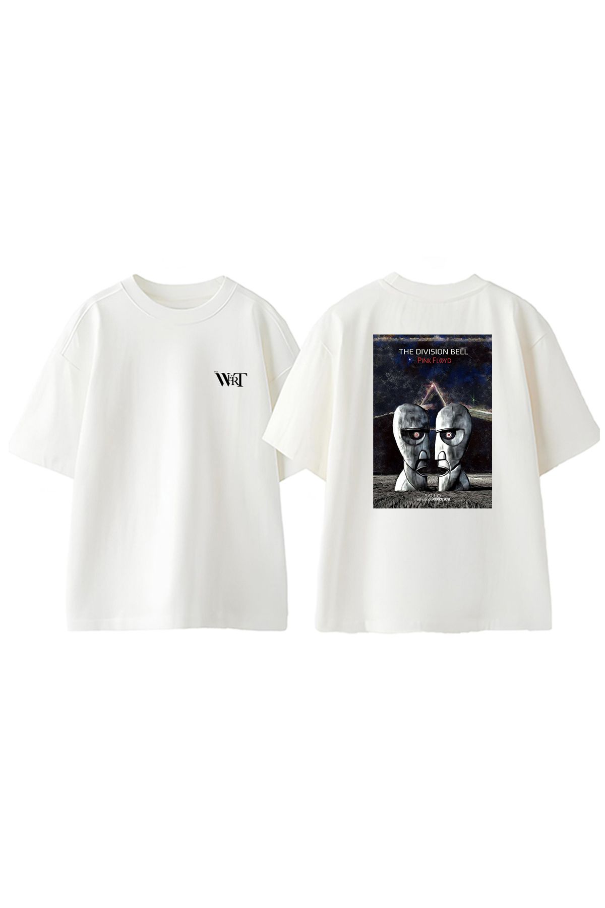 THEWERT Pink Floyd Dıvısıon Bell Tasarım Sırt Baskılı Pamuk Beyaz Oversize T-shirt