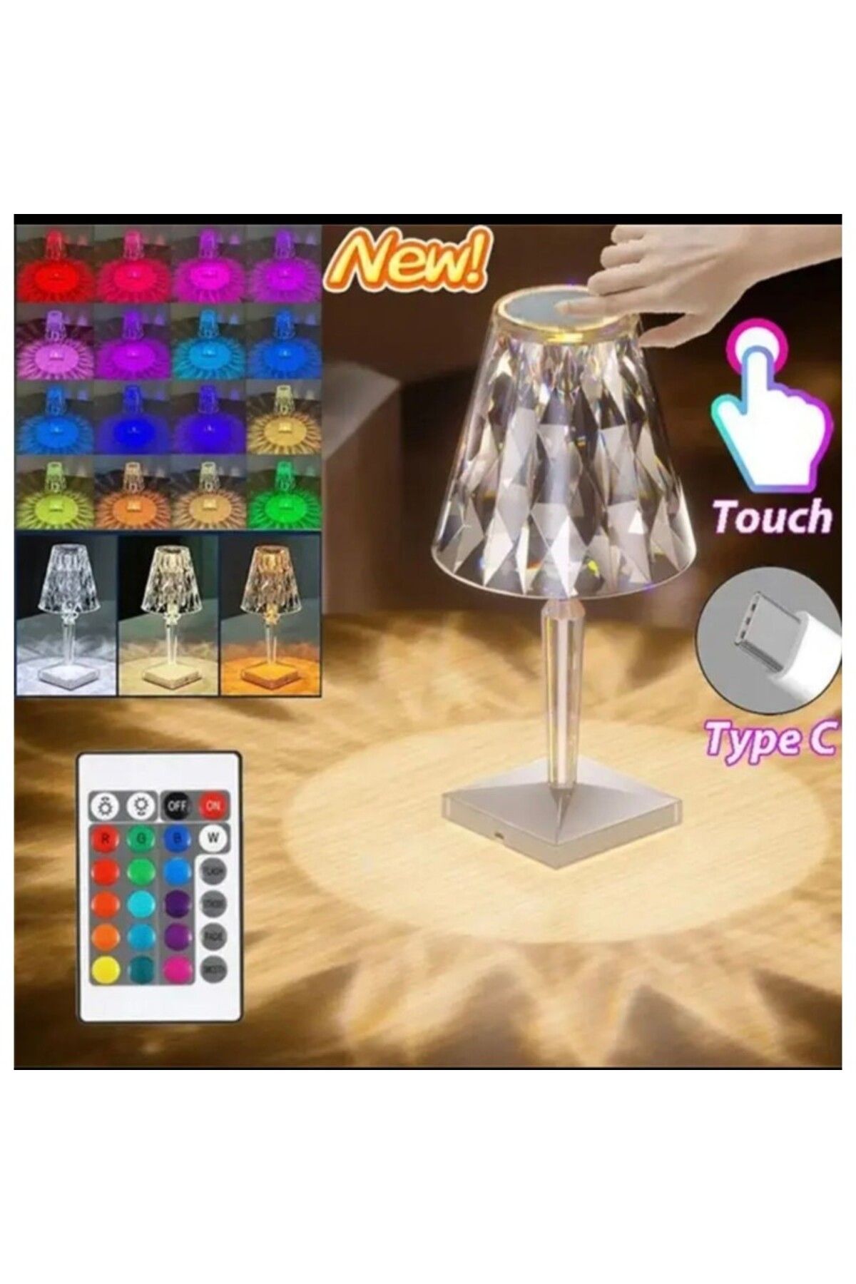 MANTEL KİRİSTAL LED MASA LAMBASI FİŞLİ