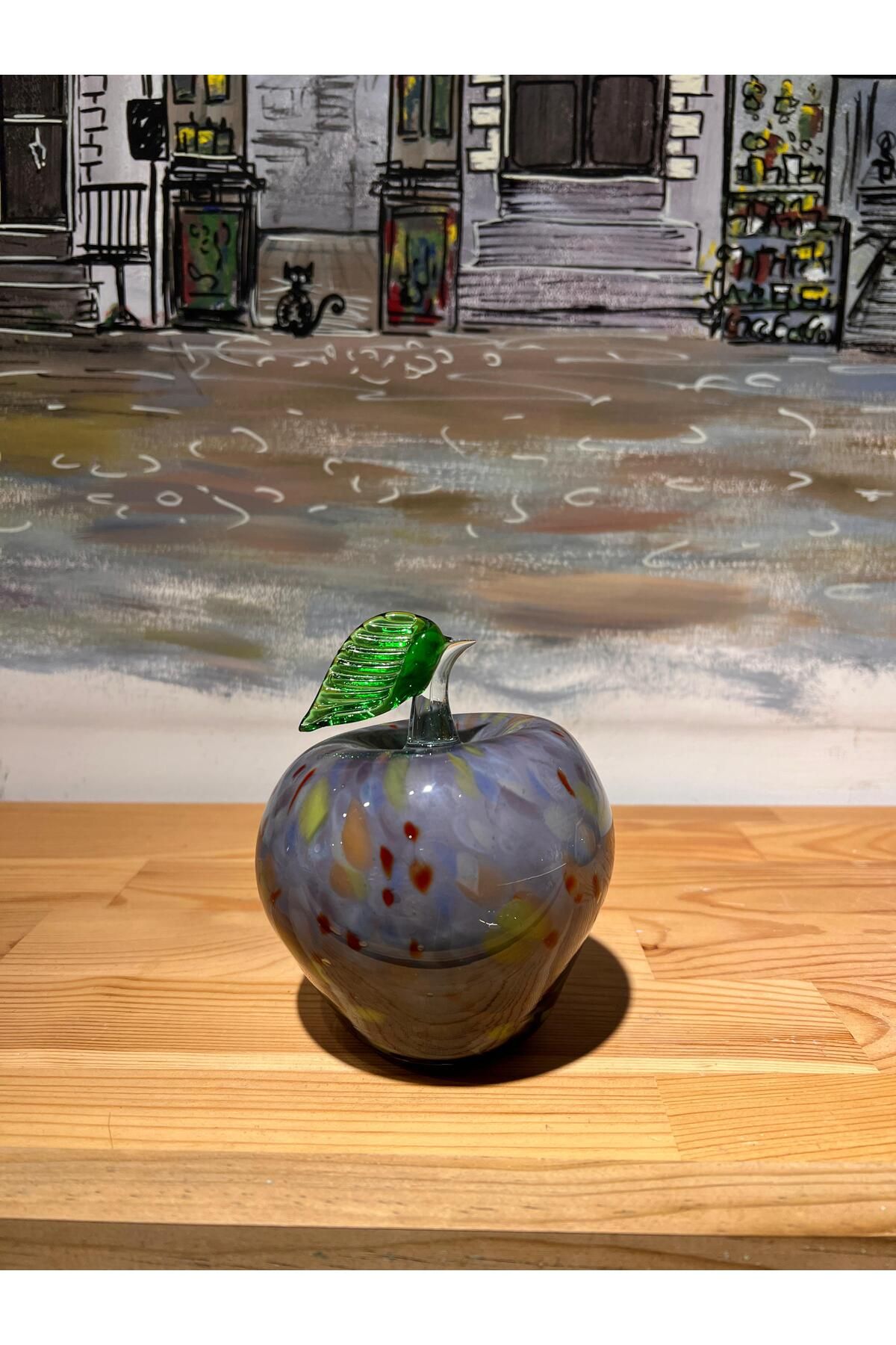 MeMy Design Murano Üfleme El Yapımı Cam Elma Biblo