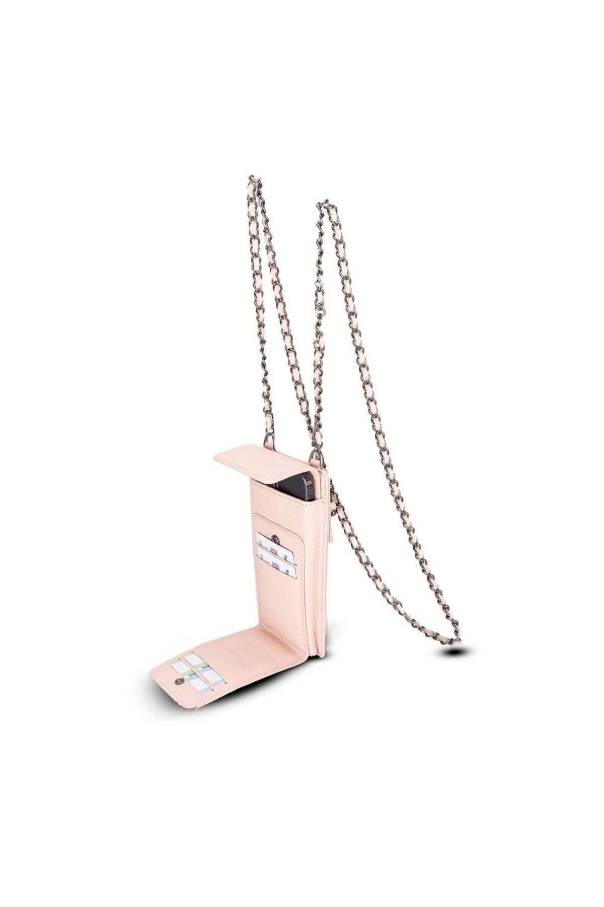 MT29 GİYİM Avjin 6.9 inch Uyumlu Deri Kılıf Cüzdan Askılı ERC5 Pembe