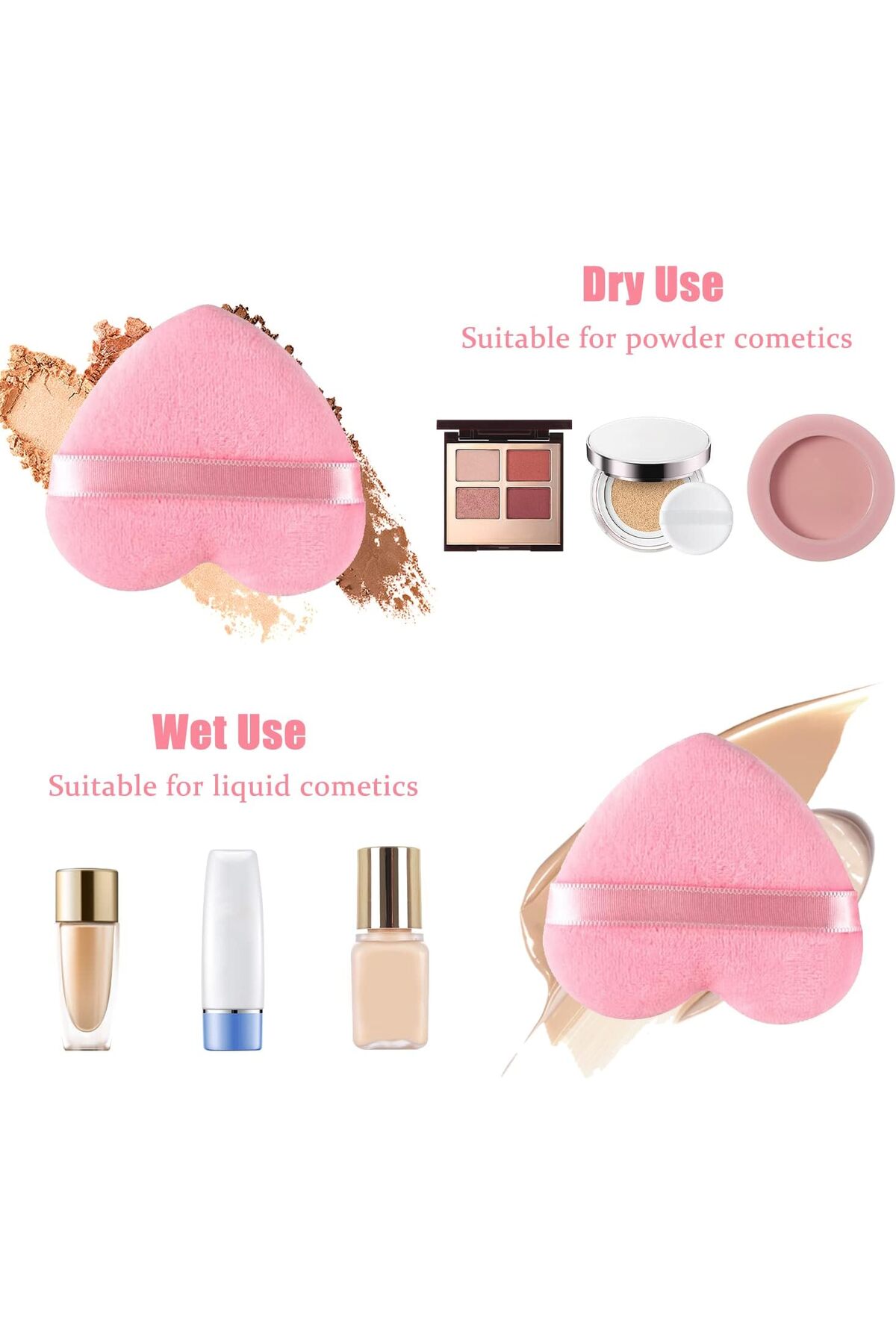 Pembe Kurdele Figürlü Havlu Saç Bandı/Makyaj Süngeri/Pudra Süngeri/Su Emici Havlu Bileklik Set 14'lü — VT2200018 — تصویر 4 از 6