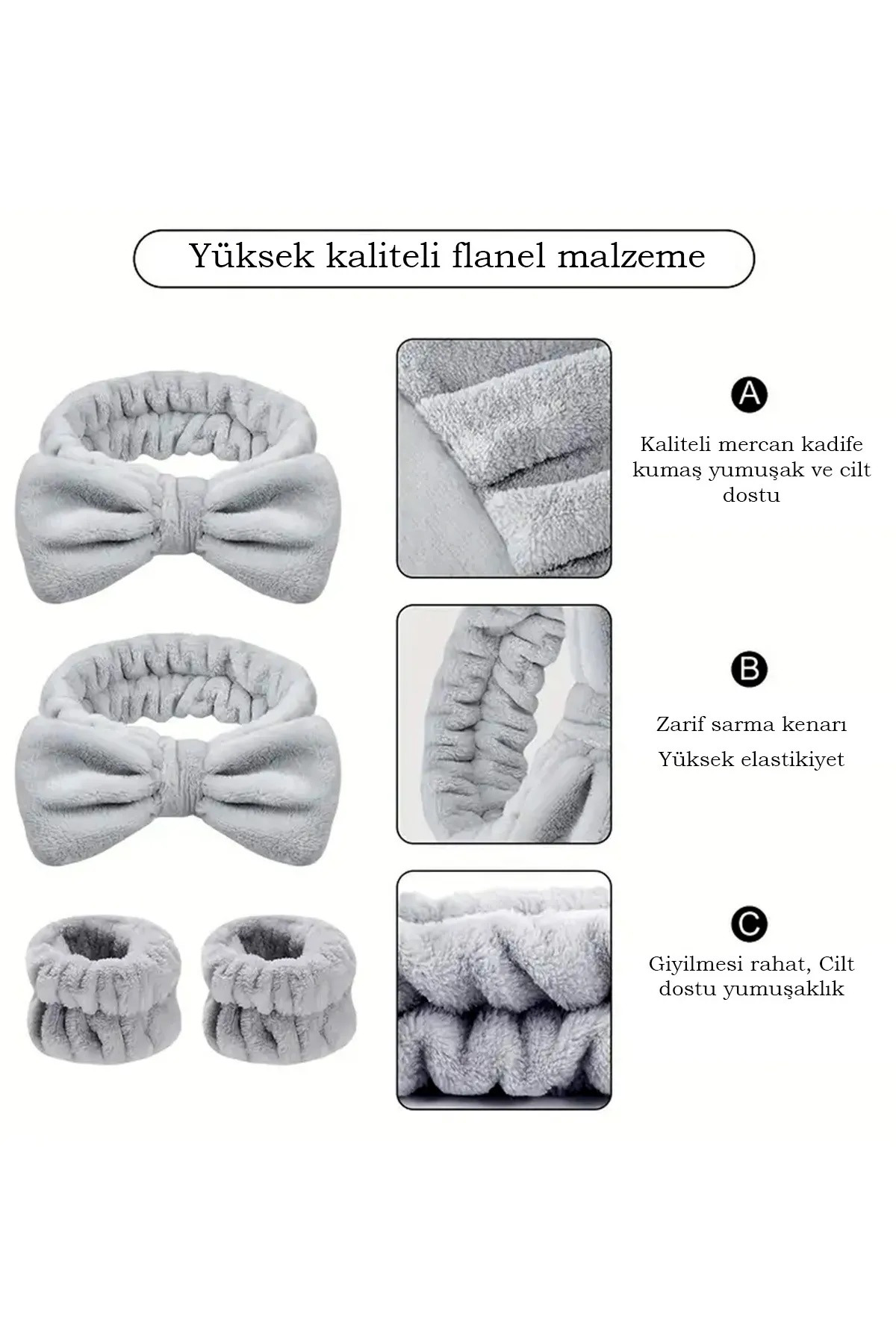 Pembe Kurdele Figürlü Havlu Saç Bandı/Makyaj Süngeri/Pudra Süngeri/Su Emici Havlu Bileklik Set 14'lü — VT2200018 — تصویر 2 از 6