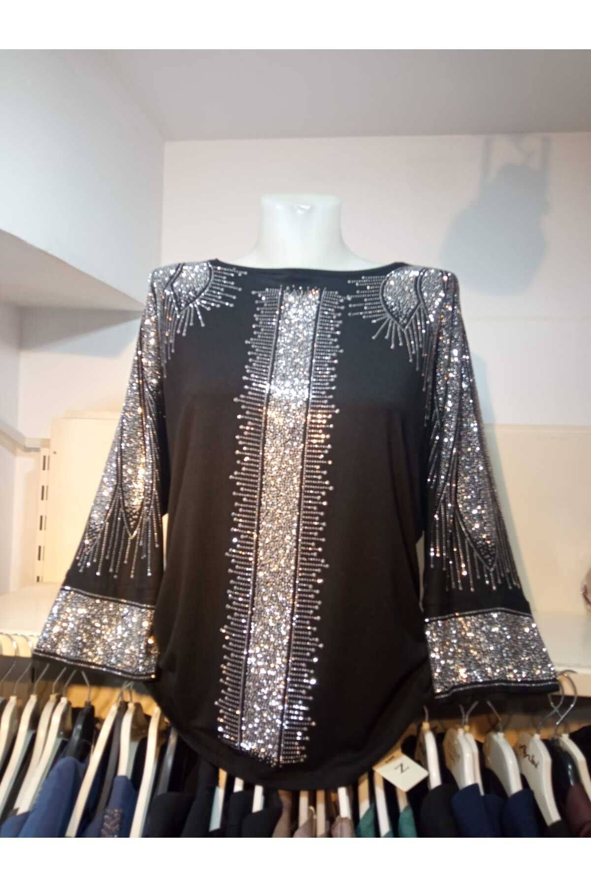 MODA Taşlı Penye Bluz