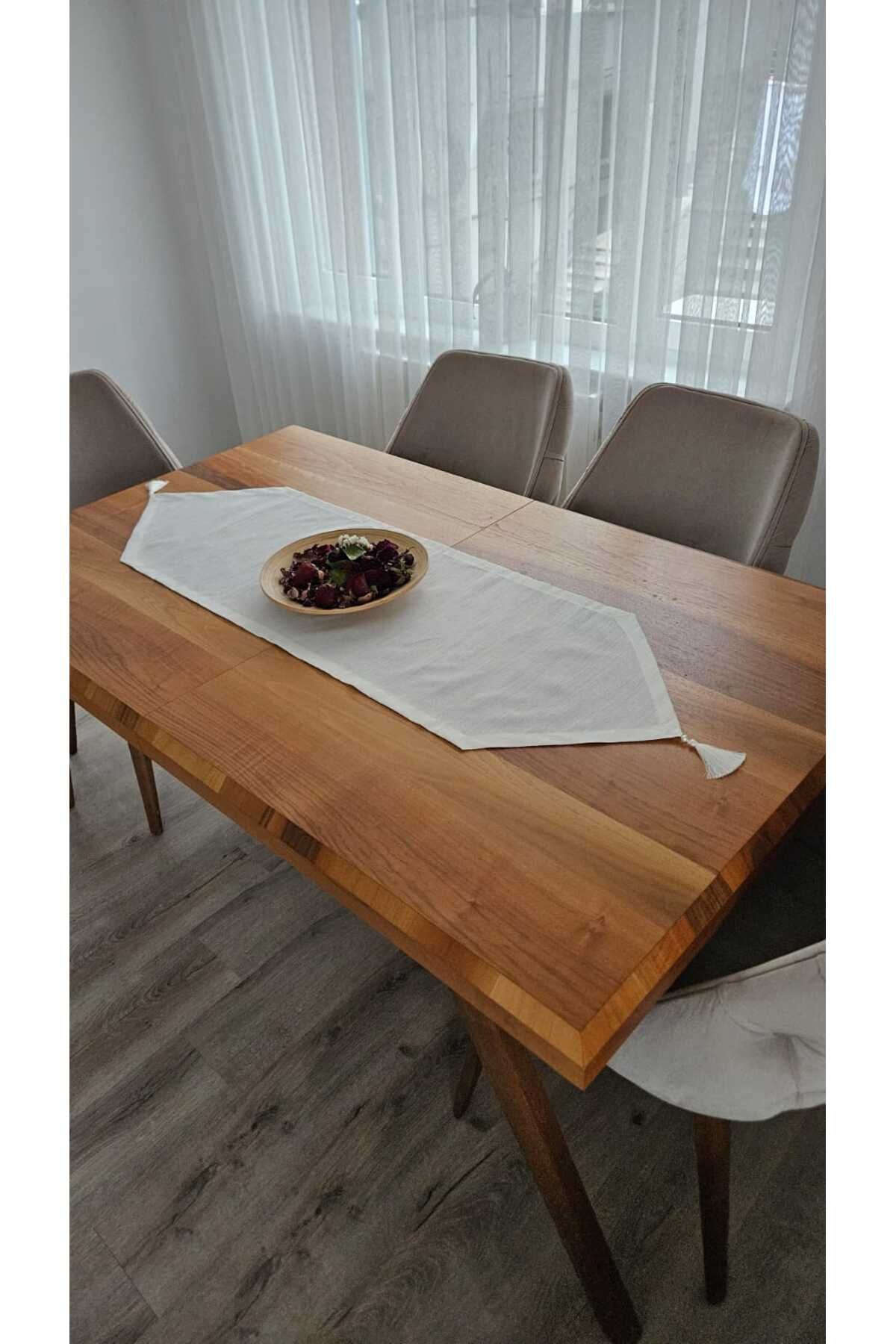 ZESA HOME Fransız Dantelli Keten Gardeya Lüx Runner