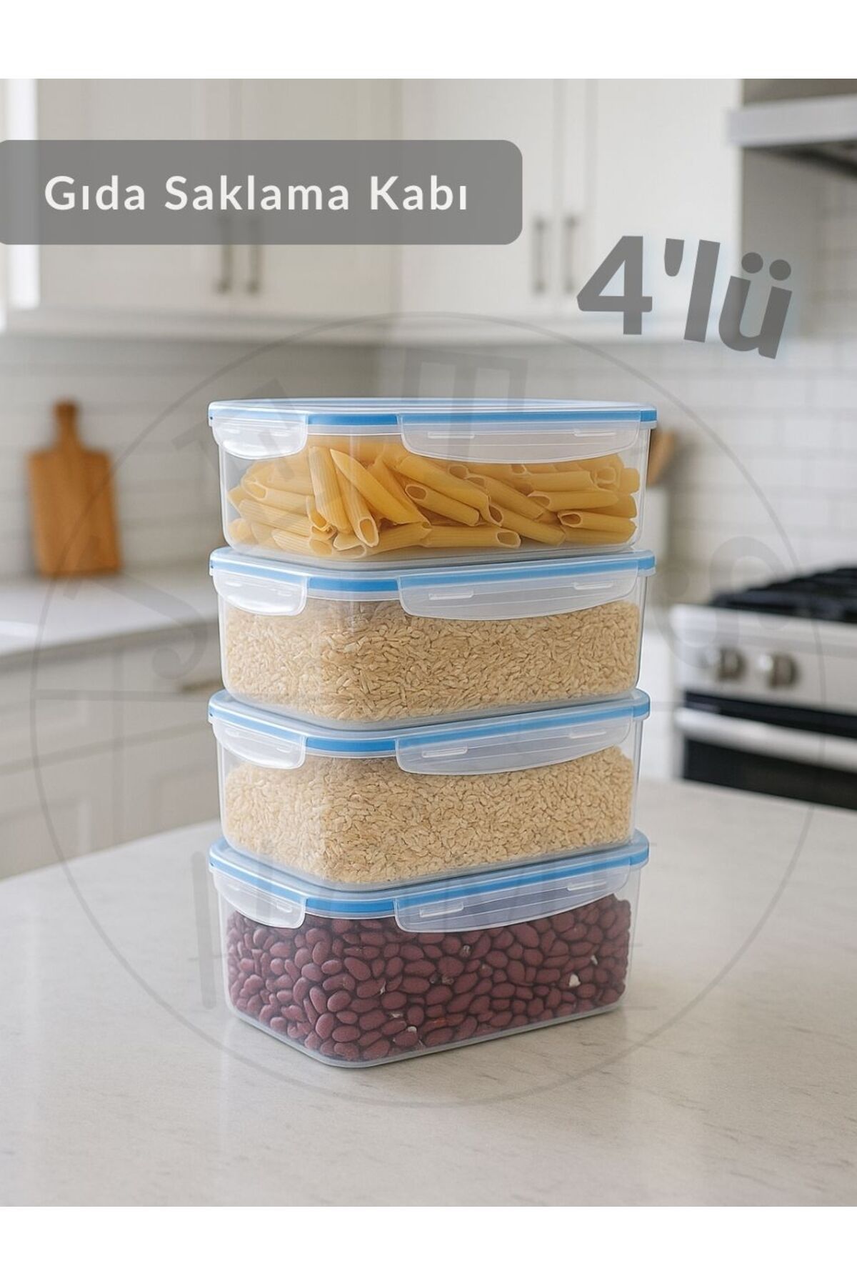 Jet's Home 4'lü Vakumlu Saklama Kabı Seti Hava Almaz Bpa Free Kilitlenebilir Gıda Erzak Kabı 4 L