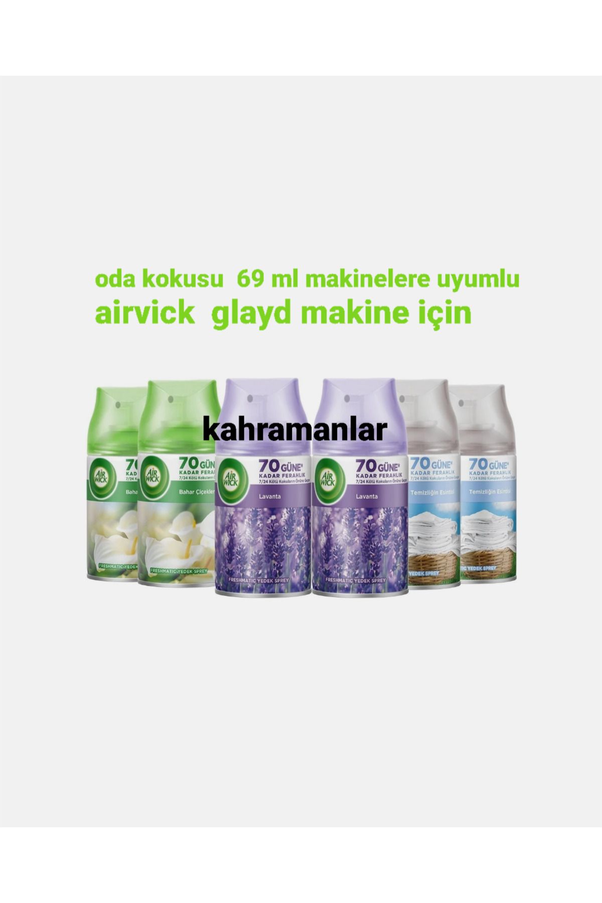 YEŞİLLİ STORE 6 adet Oda kokusu otomatik Airvick yedek sprey makinalar uyumlu oda kokusu