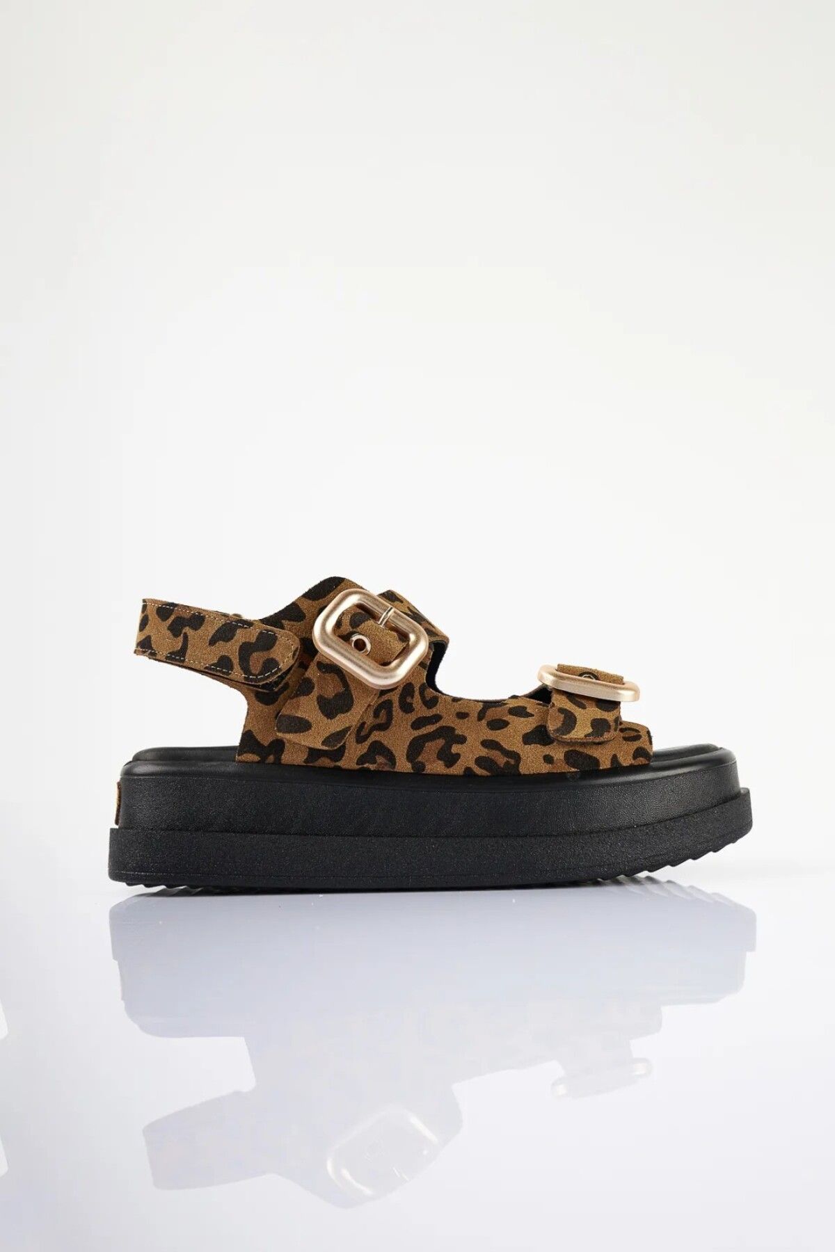 SU SHOE BOUTIQUE NO80 Leopar Hakiki Deri Sandalet