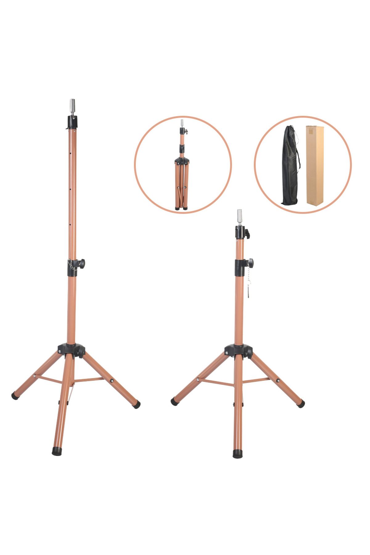 FantaziAtölyesi Kuaför Eğitim Mankeni İçin Metal Tripod - Sütlü Kahve + Taşıma Çantası
